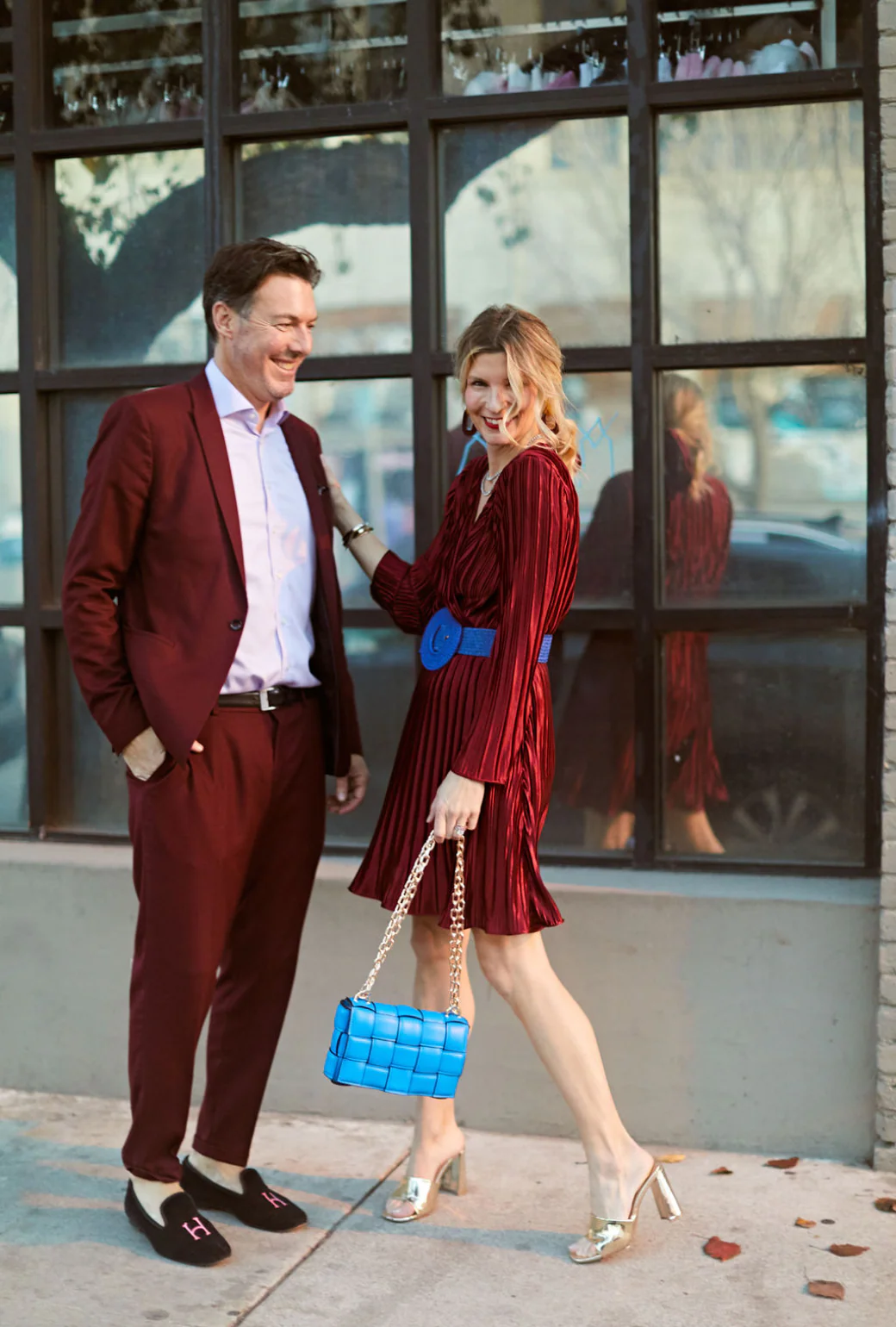 Pleated Mini Dress - Crimson - Image 3
