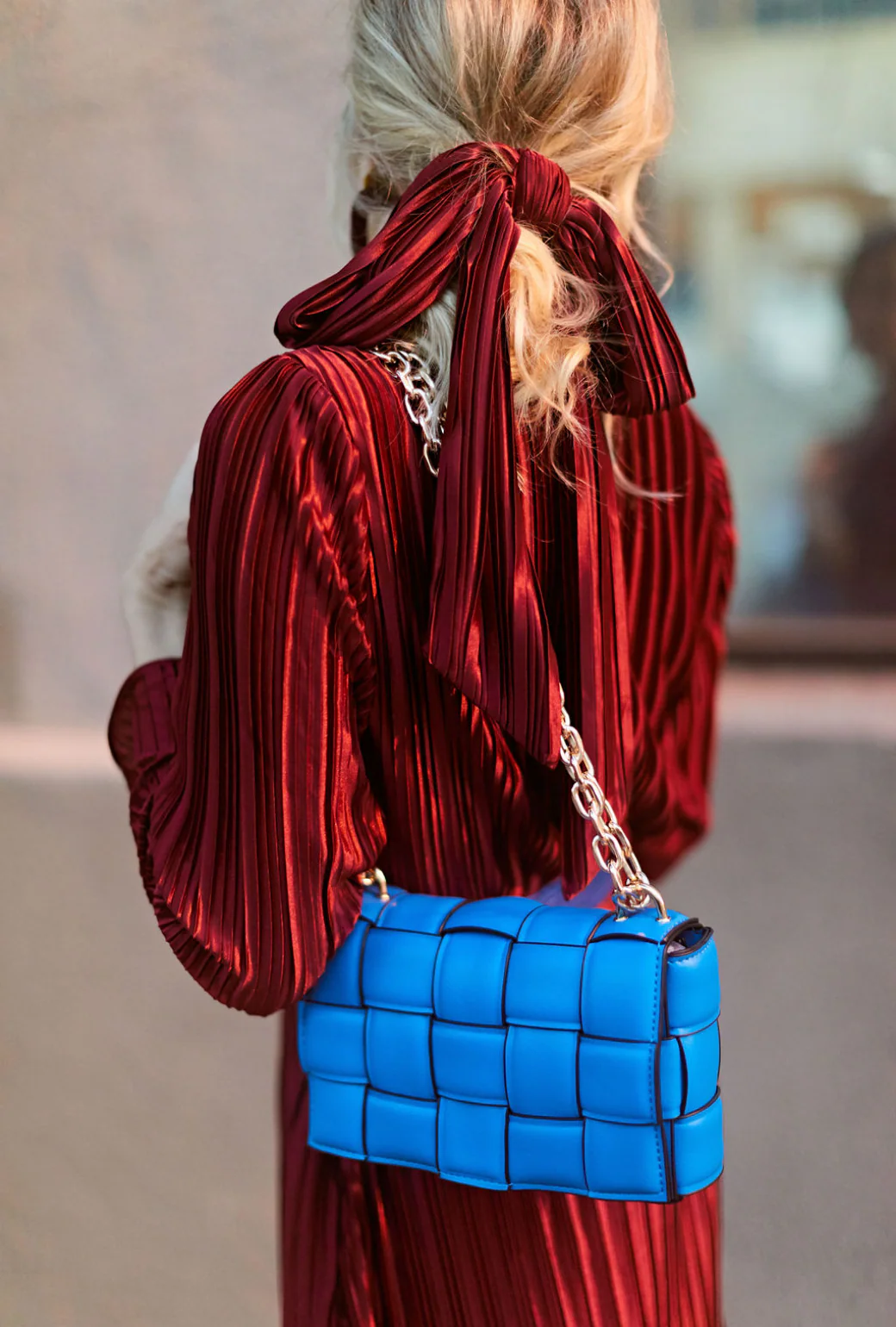 Pleated Mini Dress - Crimson - Image 6