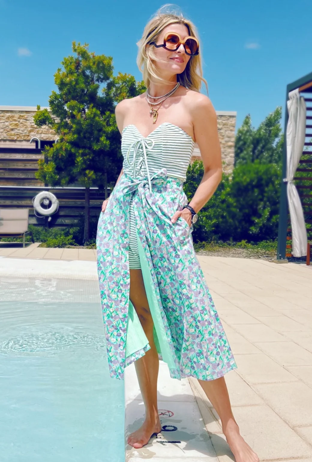 Poolside Wrap Skirt - Lilac Daisy - Image 2