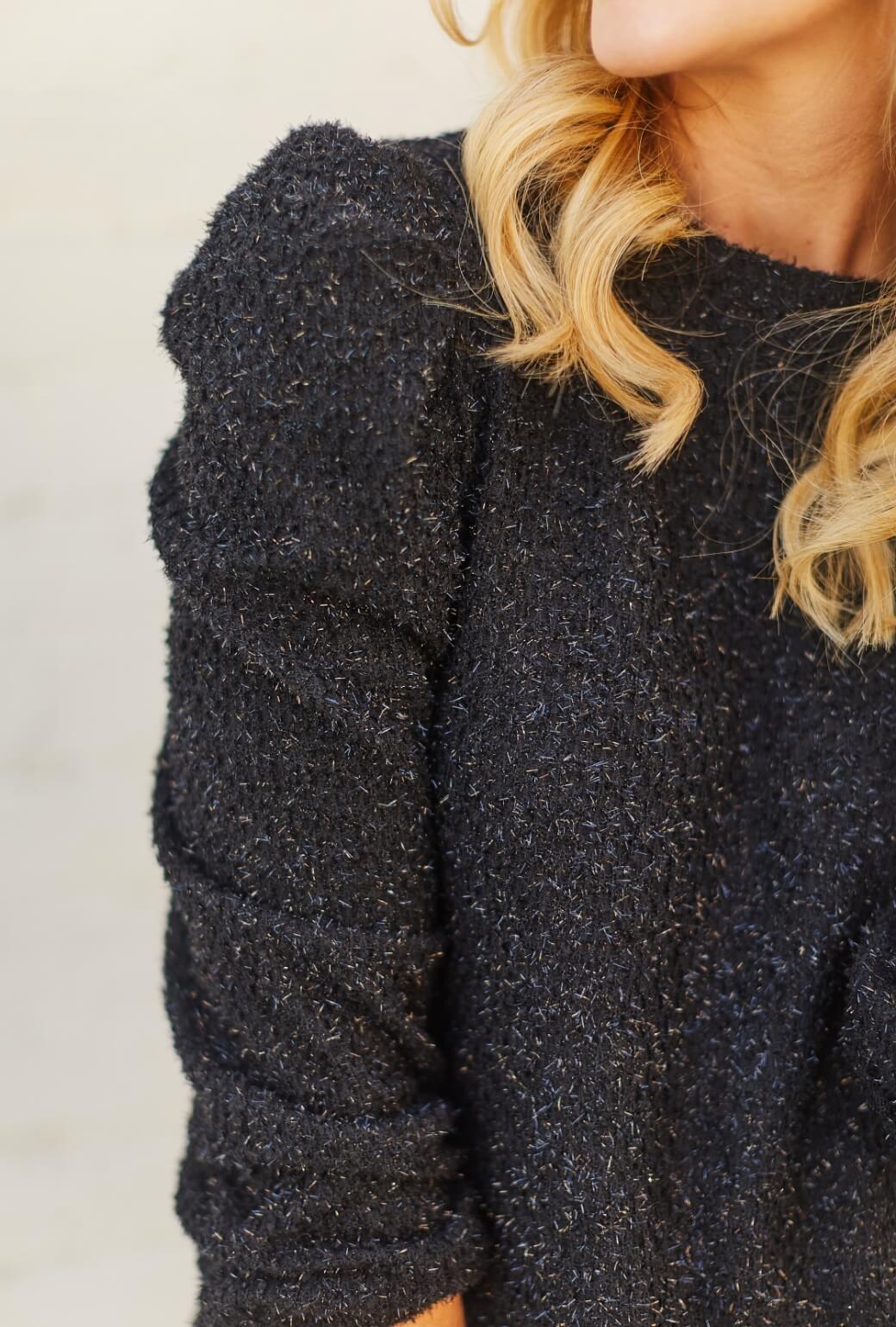 Sleeve Pullover - Black Shimmer Knit - Image 2
