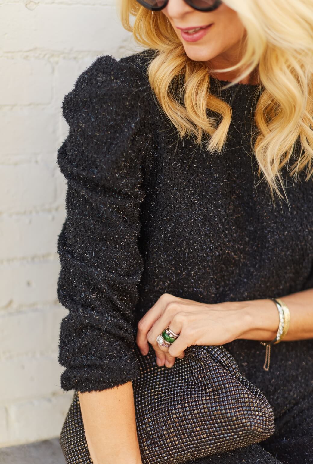 Sleeve Pullover - Black Shimmer Knit - Image 3