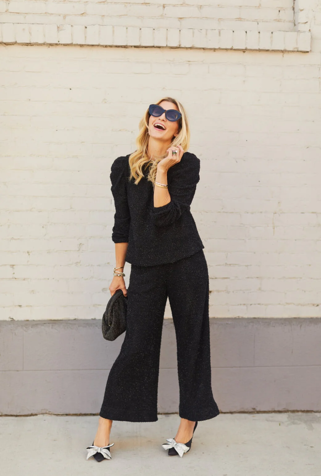 Sleeve Pullover - Black Shimmer Knit - Image 7