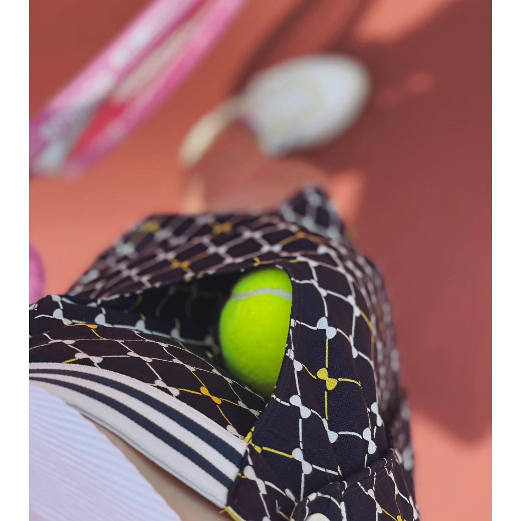 Reversible Tennis Skirt - Navy Bows & Yellow Lurex - Image 10
