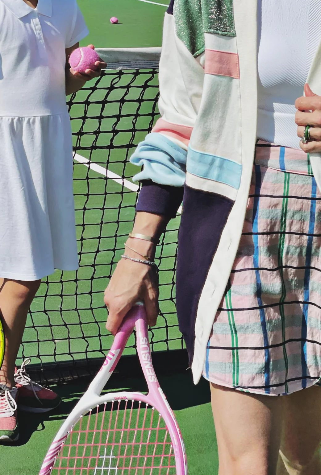 Reversible Tennis Skirt - Pink Plaid & Green Lurex - Image 4