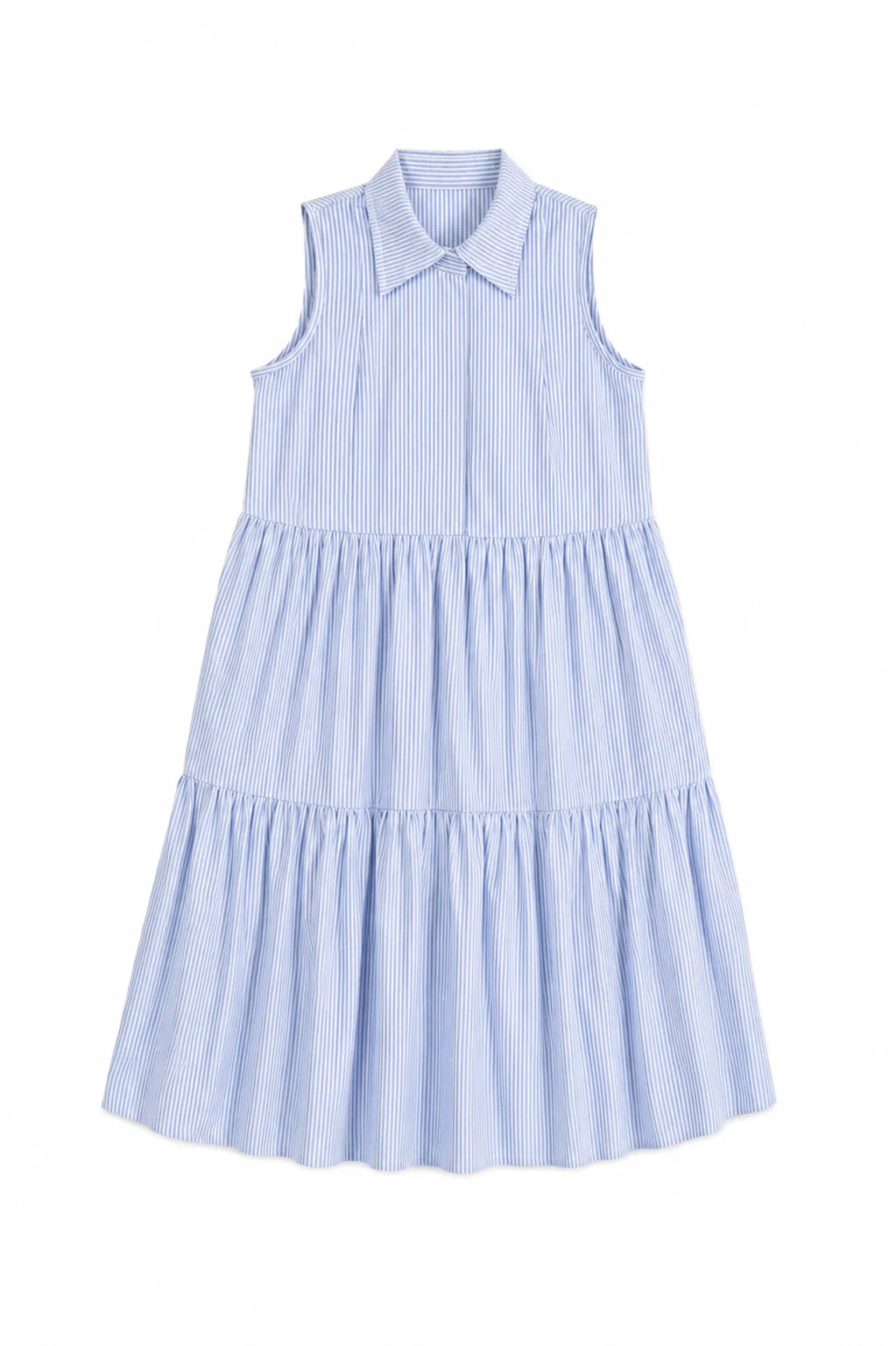 Tiered Mini Dress - Blue Stripe