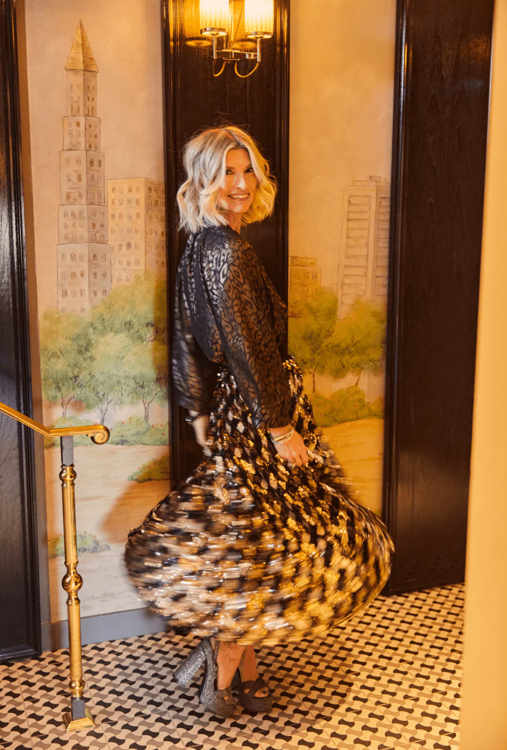 Sequin Party Skirt - Black & Gold - Image 3