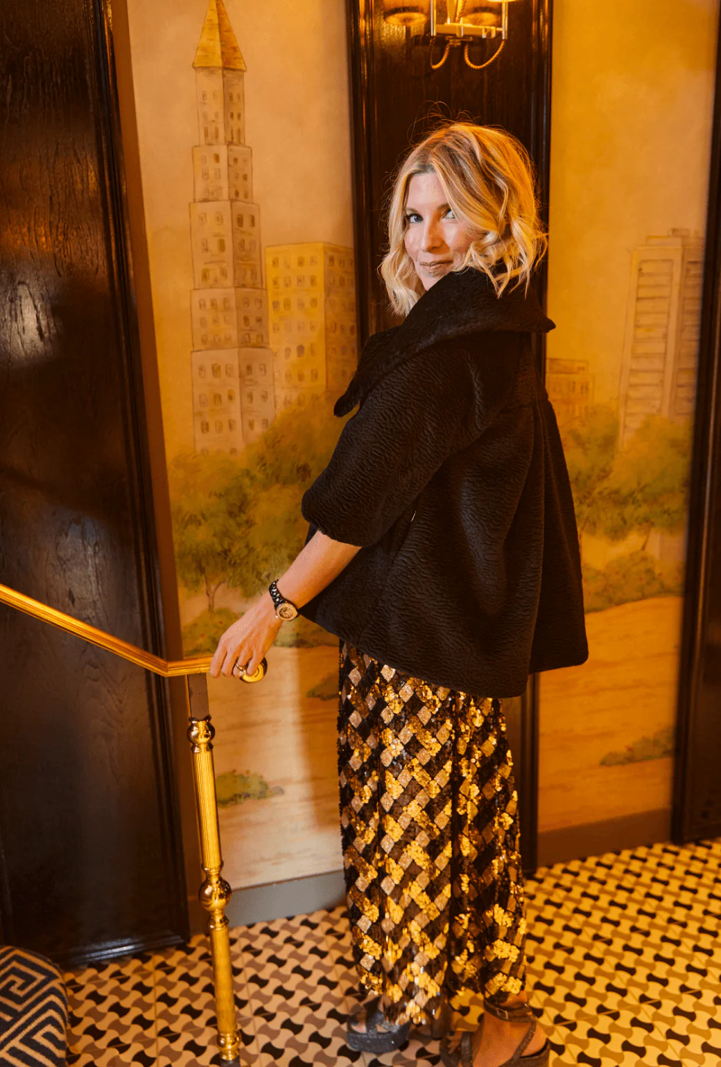 Sequin Party Skirt - Black & Gold - Image 4