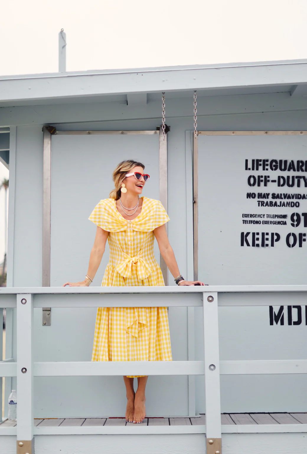 Shawl Dress MIDI - Yellow Gingham - Image 3