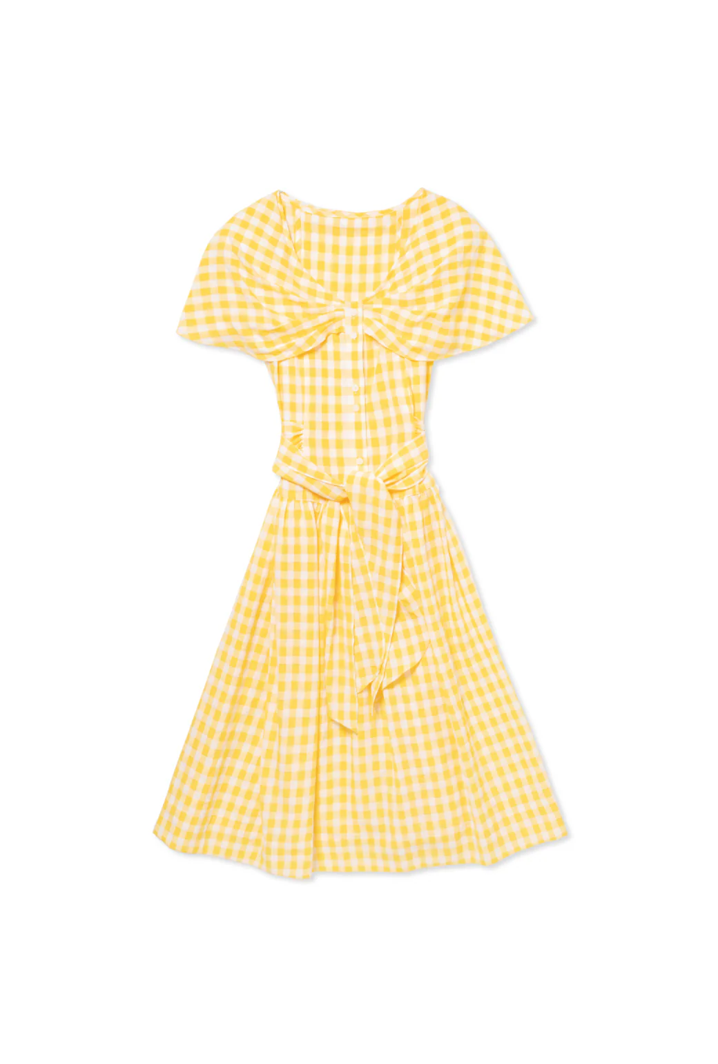 Shawl Dress MIDI - Yellow Gingham - Image 4