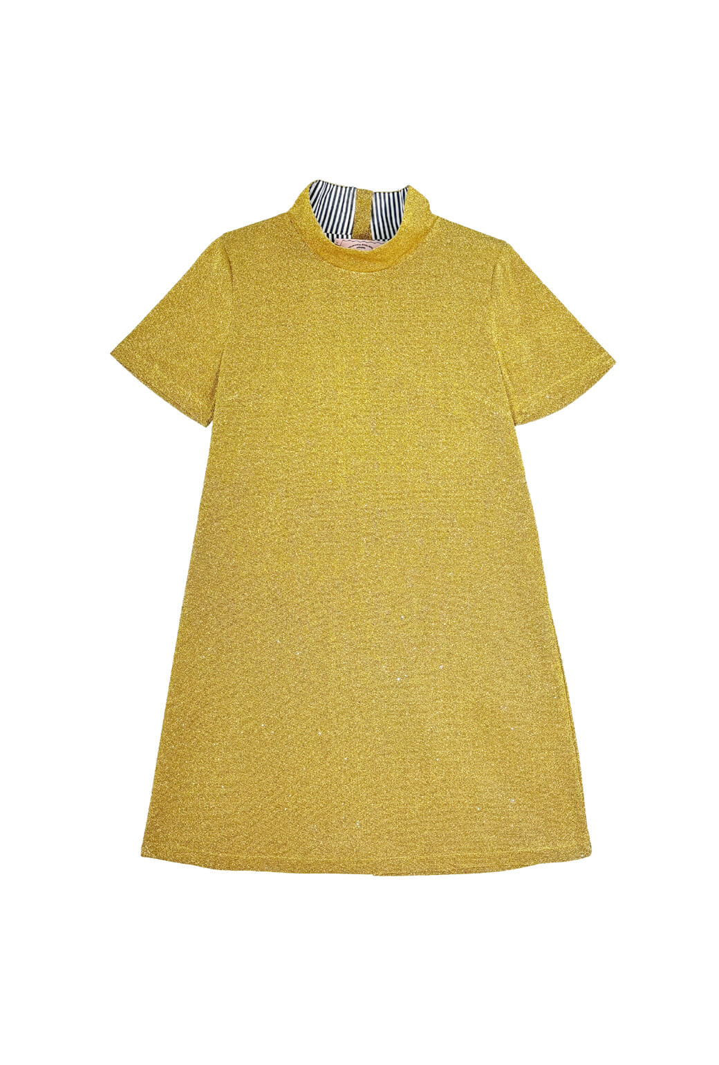 Short Sleeve Mod Dress - Gold Sparkle - Image 3