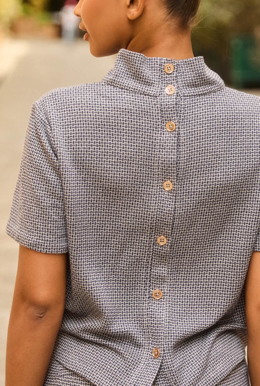 Short Sleeve Mod Top - Navy Knit - Image 7