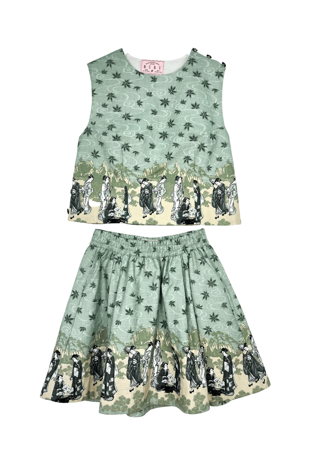 Side Button Box Top & Everyday Mini Skirt Set - Japanese Maple - Image 3