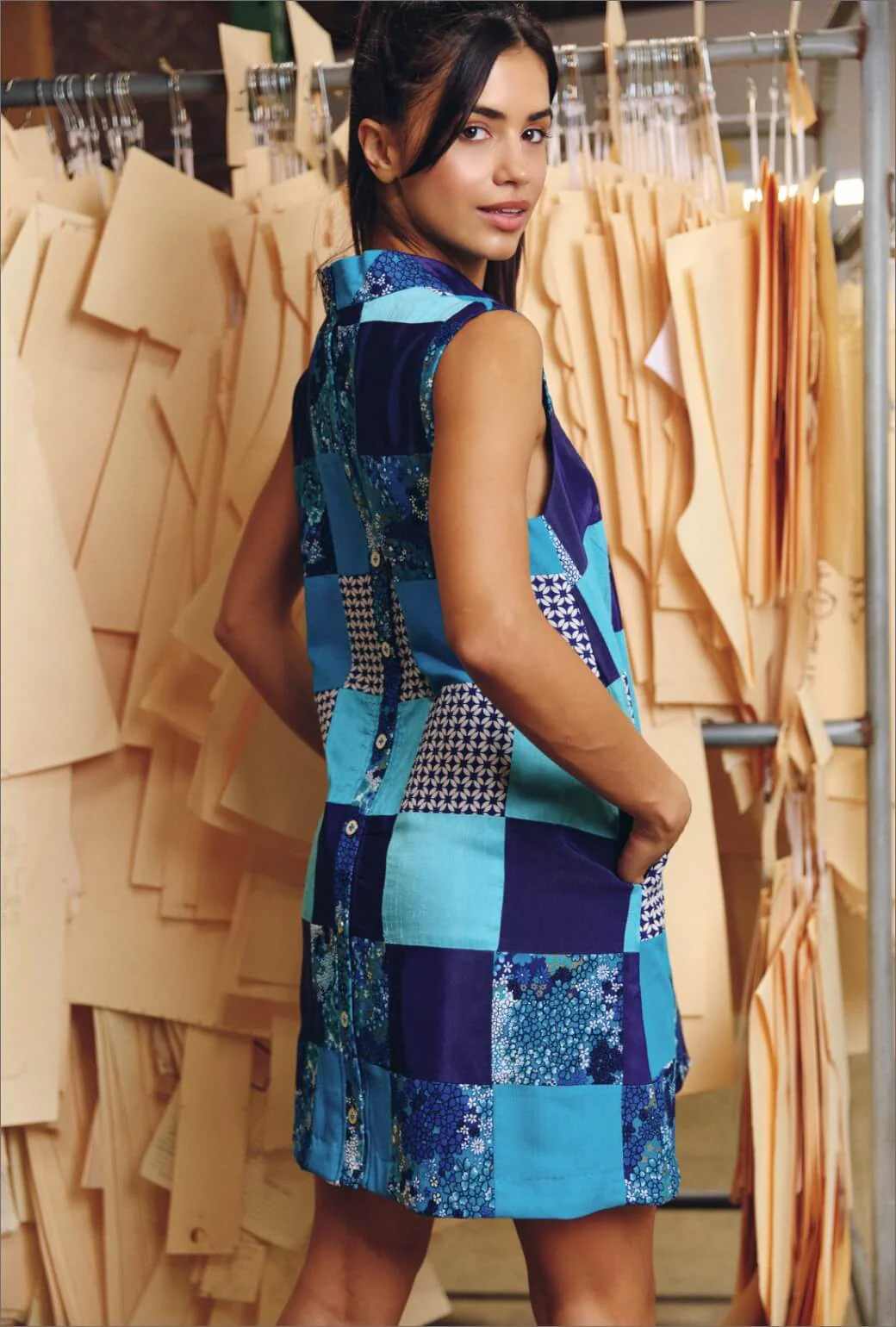 Sleeveless Mod Dress - BURU Le Bleu Patchwork - Image 4