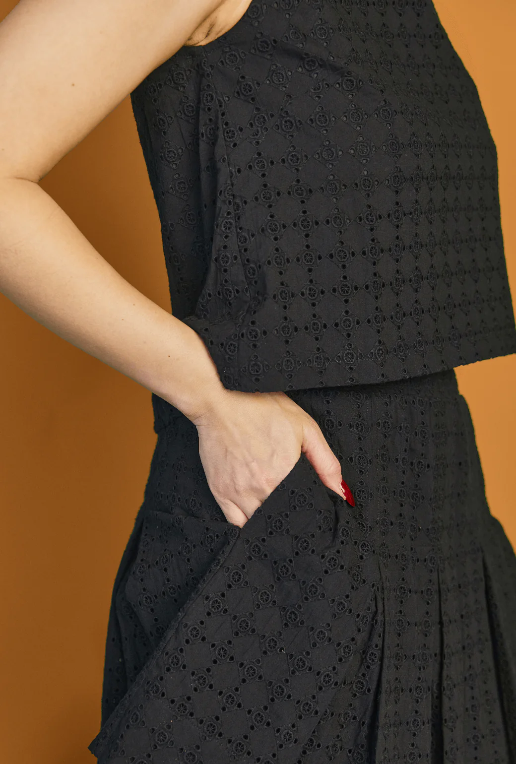 Smocked MINI Skirt - Black Eyelet - Image 3