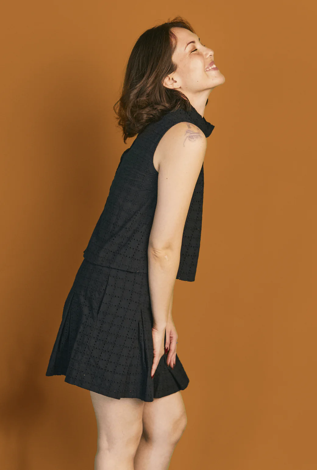 Smocked MINI Skirt - Black Eyelet - Image 4