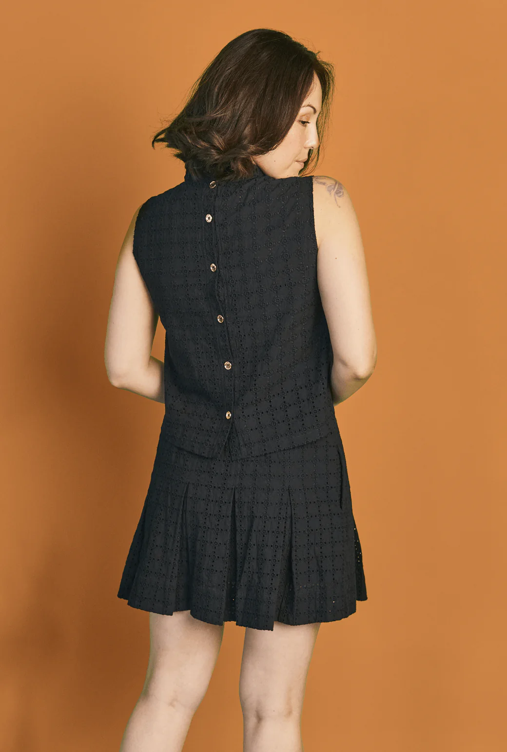 Smocked MINI Skirt - Black Eyelet - Image 5
