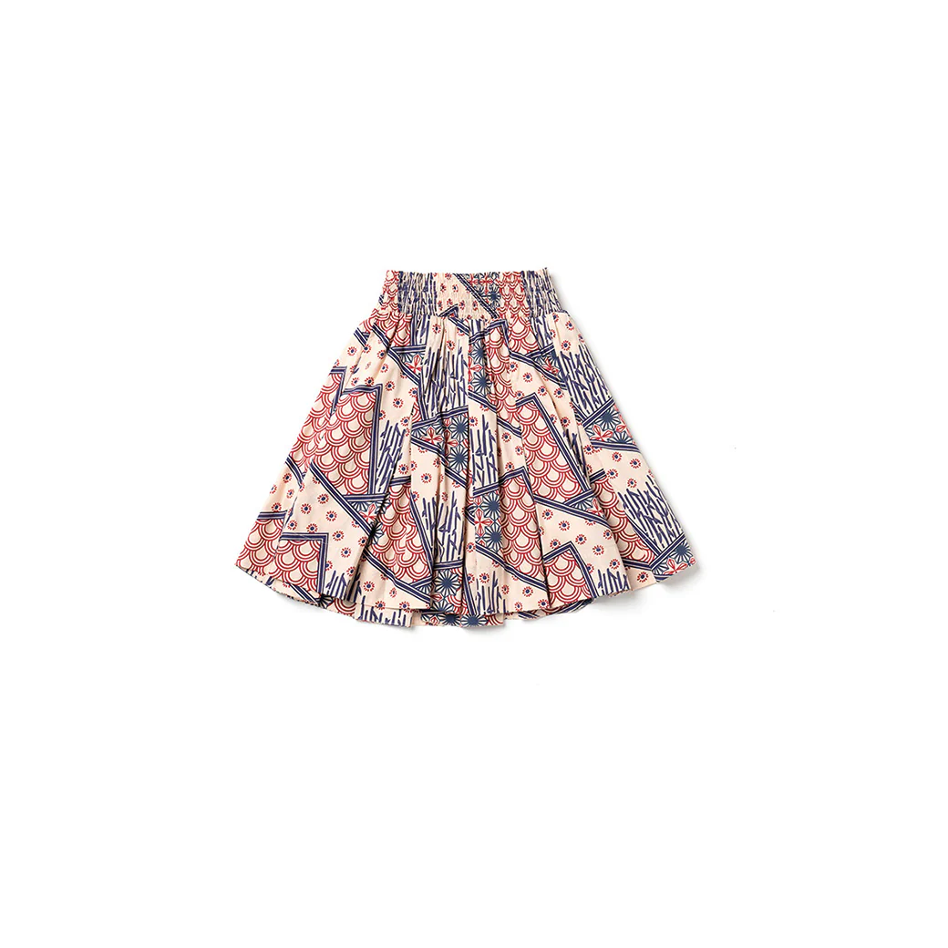 Smocked MINI Skirt - Indigo Circles - Image 5