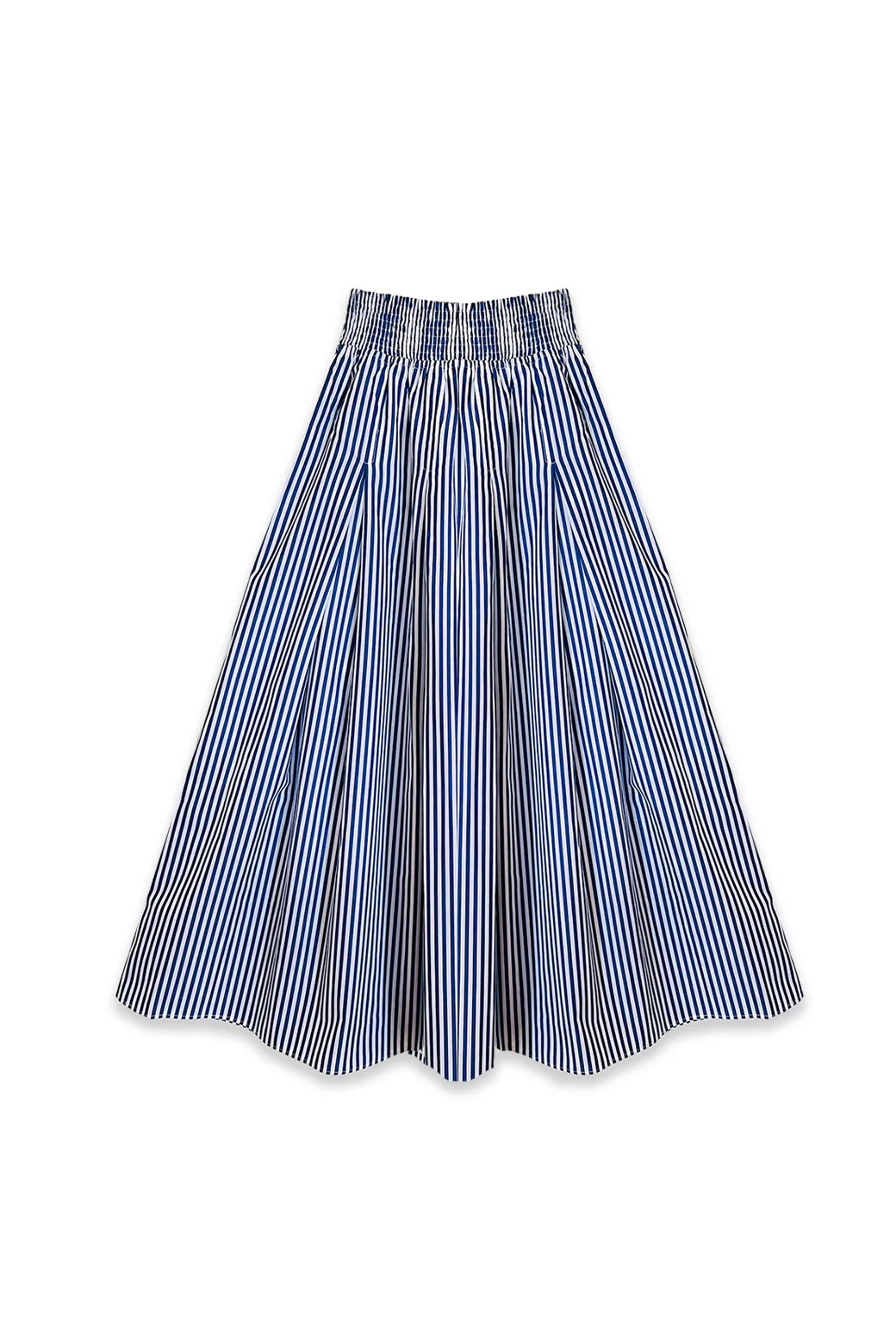 Smocked Waist MIDI Skirt - Blue Stripe - Image 4