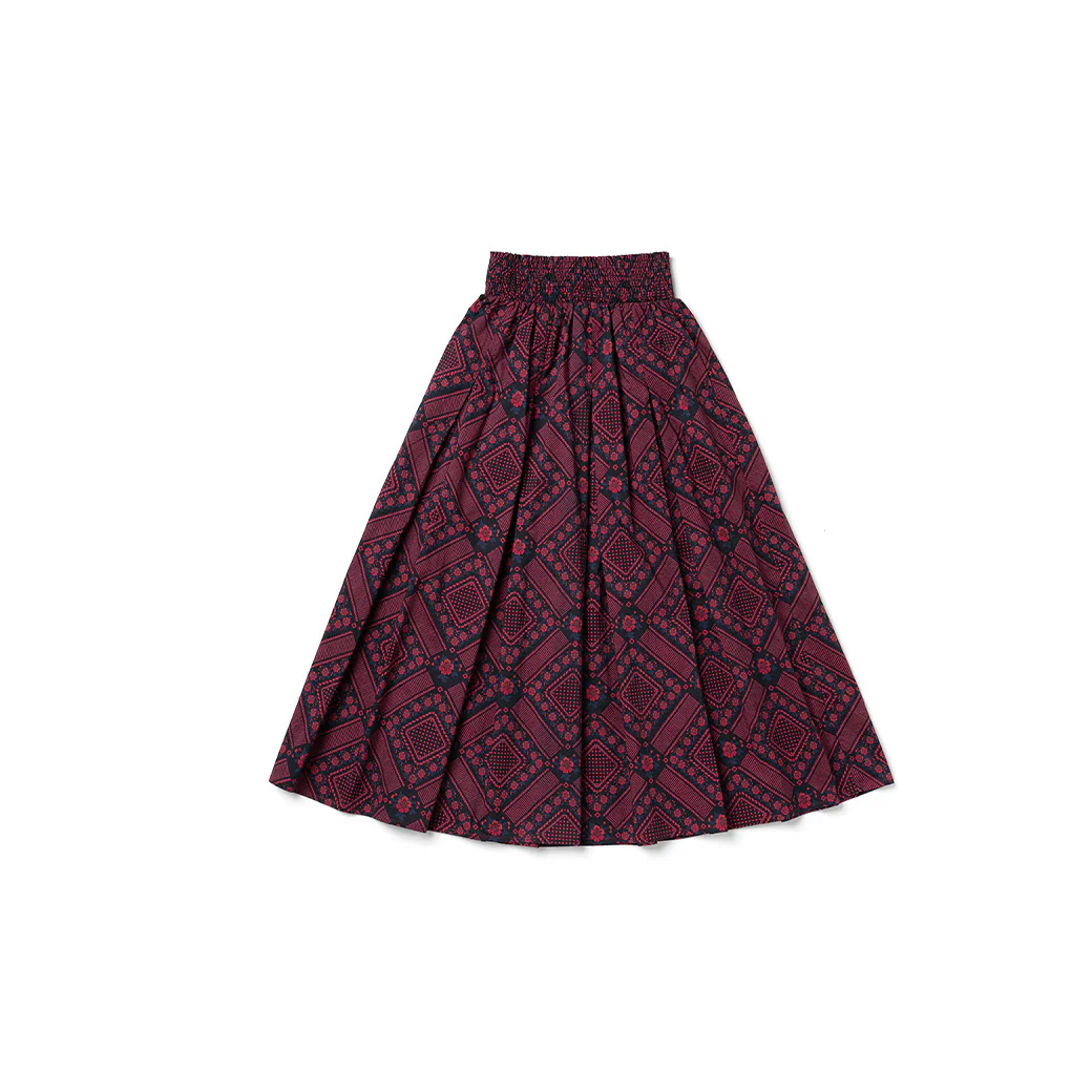 Smocked Waist MIDI Skirt - Indigo Floral - Image 8