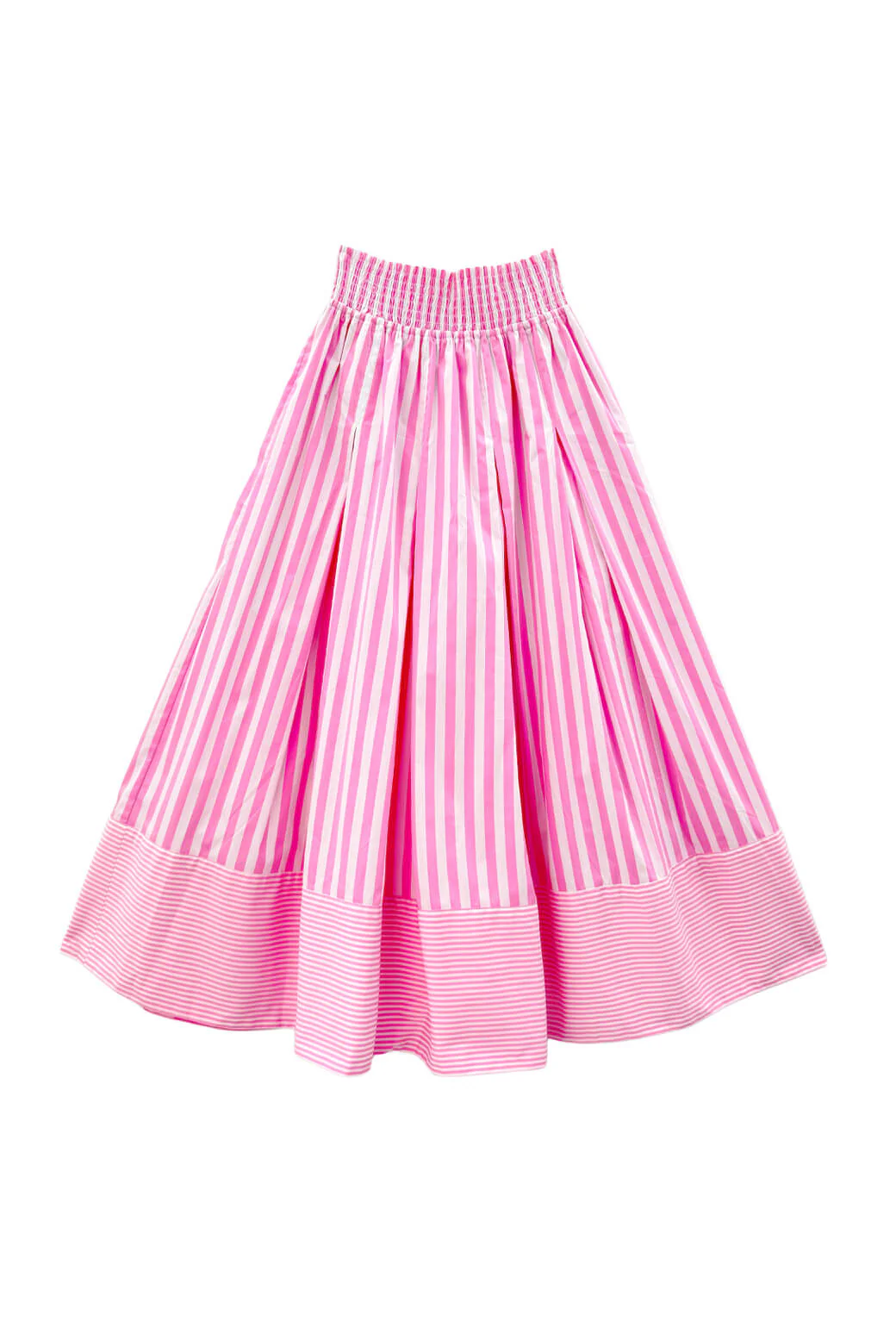 Smocked Waist MIDI Skirt - Pink Stripe - Image 2