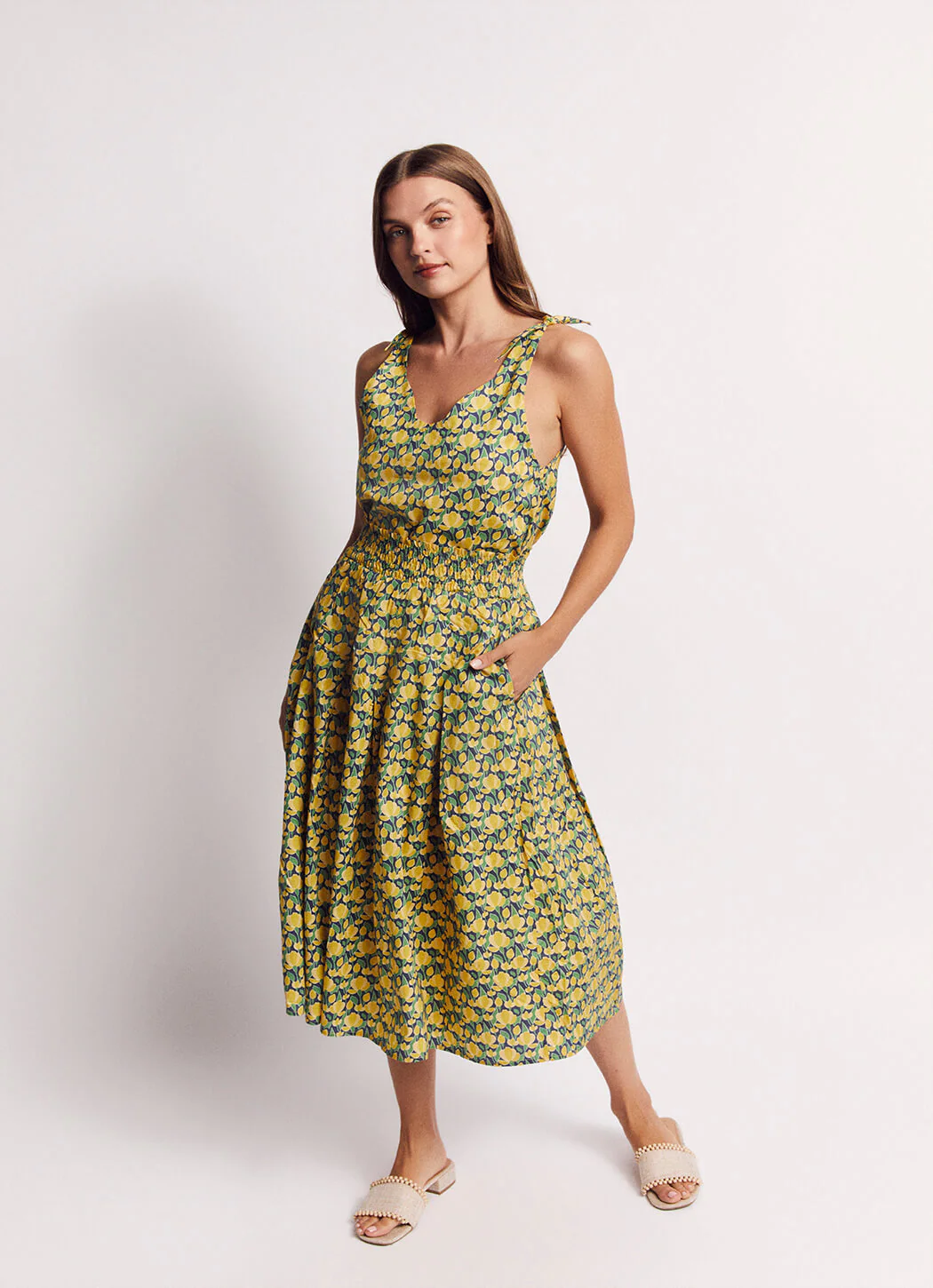 Smocked Waist MIDI Skirt - Yellow Tulip - Image 4