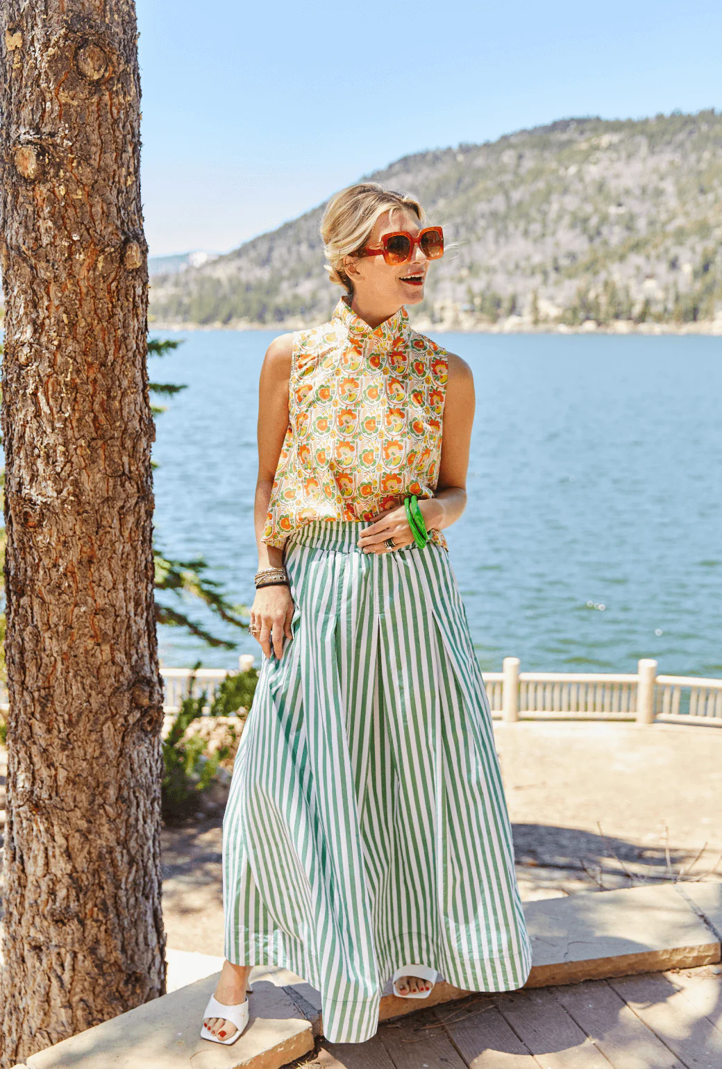 Awning Stripe Maxi Skirt - Green - Image 3