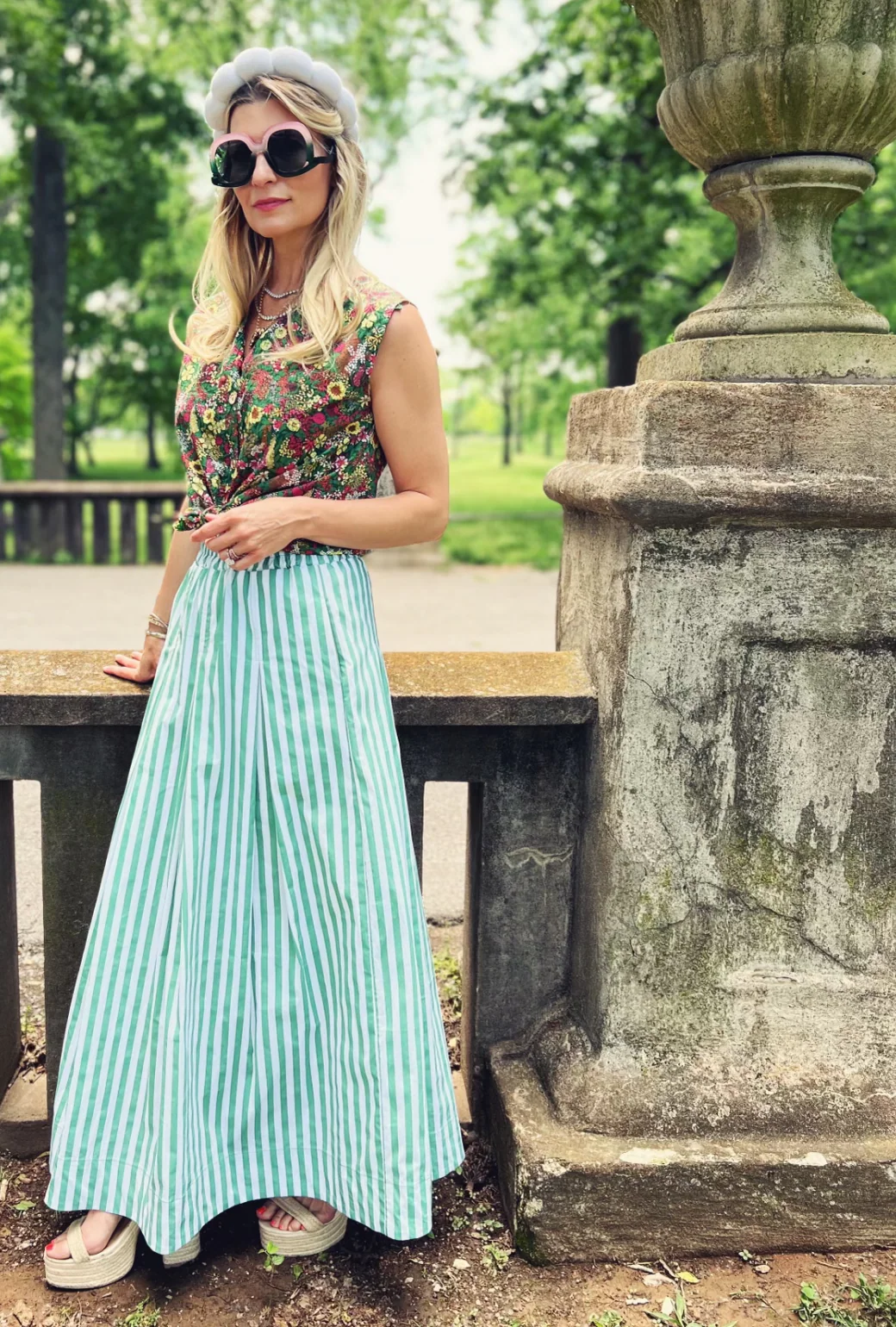 Awning Stripe Maxi Skirt - Green - Image 6