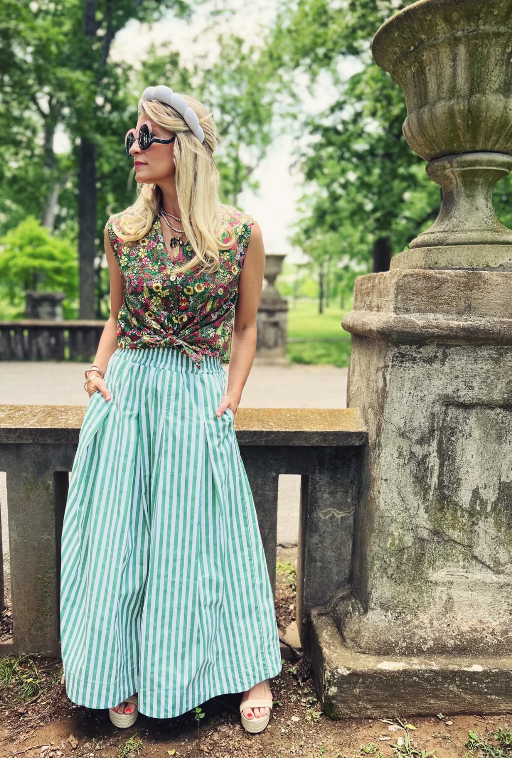Awning Stripe Maxi Skirt - Green - Image 8