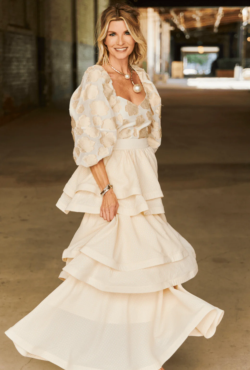 Teagan Tiered Skirt - Ivory - Image 2
