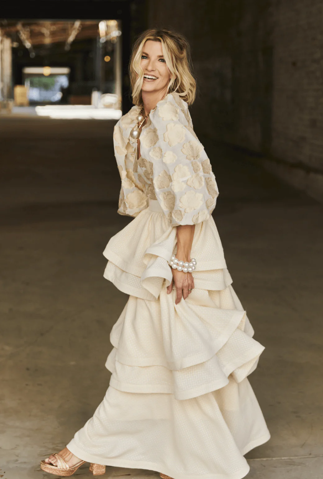 Teagan Tiered Skirt - Ivory - Image 3