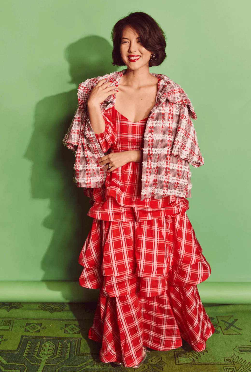 Teagan Tiered Skirt - Red Plaid - Image 5