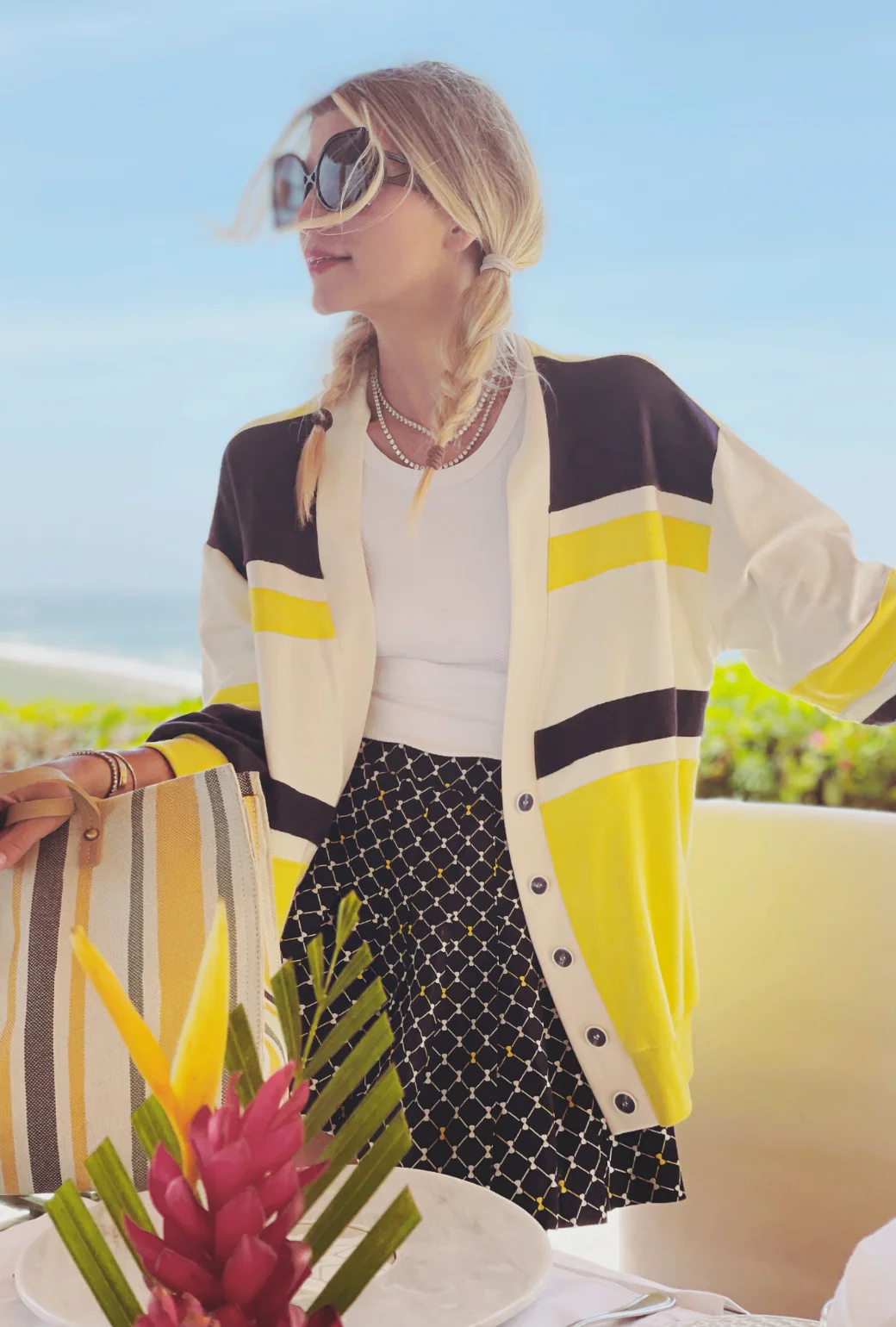Tennis Cardigan - Yellow Colorblock - Image 4