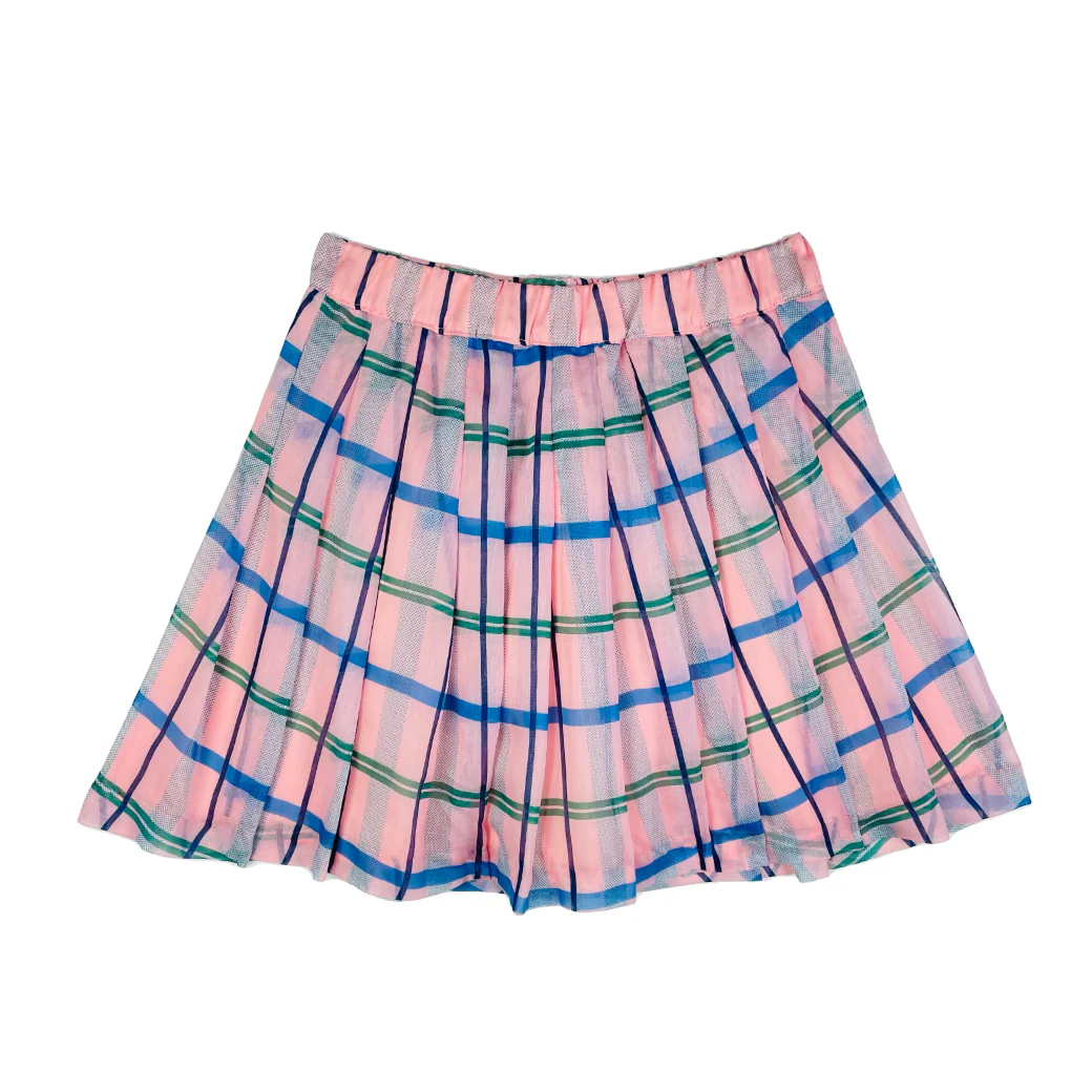 The Classic Pleated Tennis Skirt - Pink & Blue Plaid - Image 6