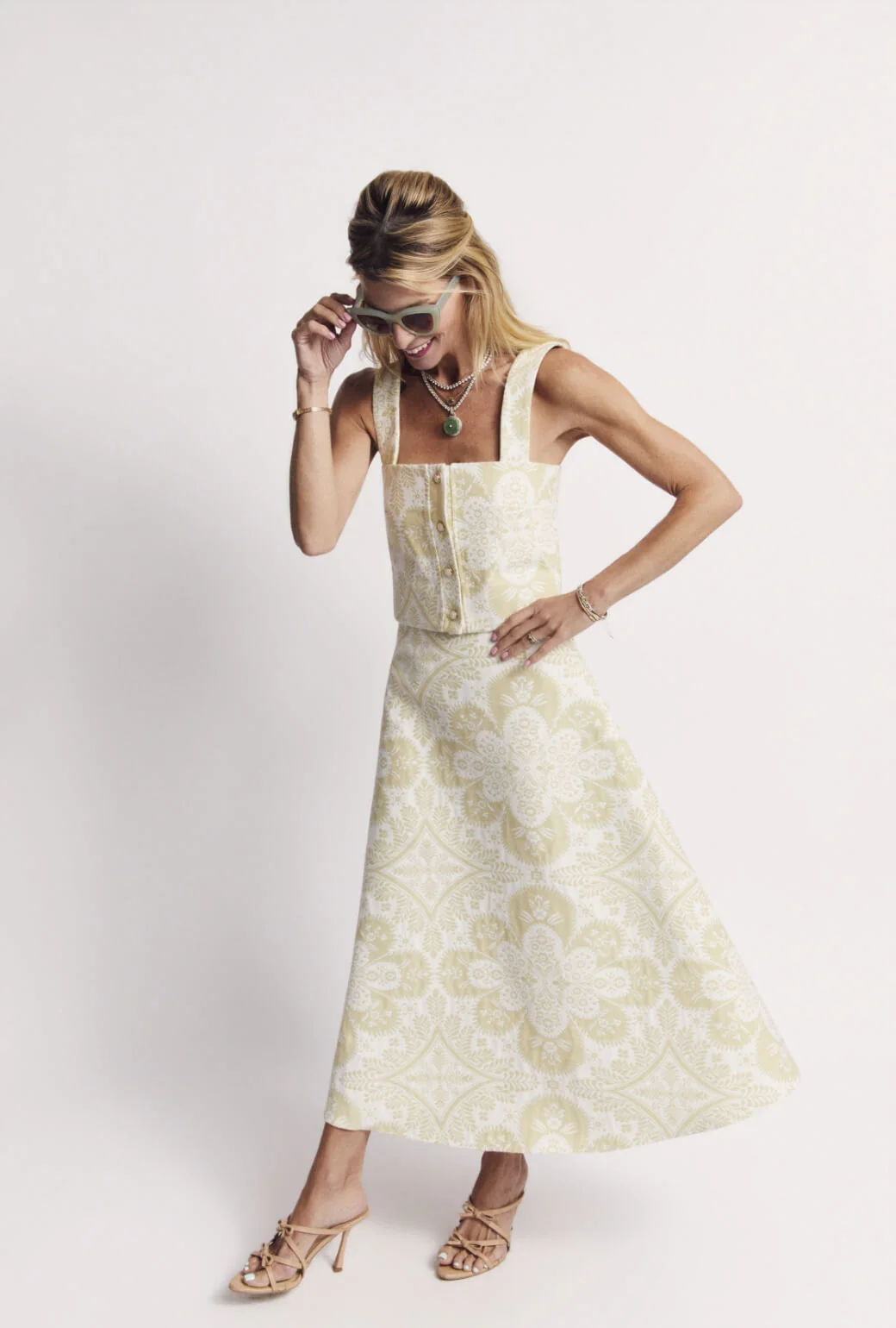 The Dottie Top - Mint Medallion Jacquard - Image 6
