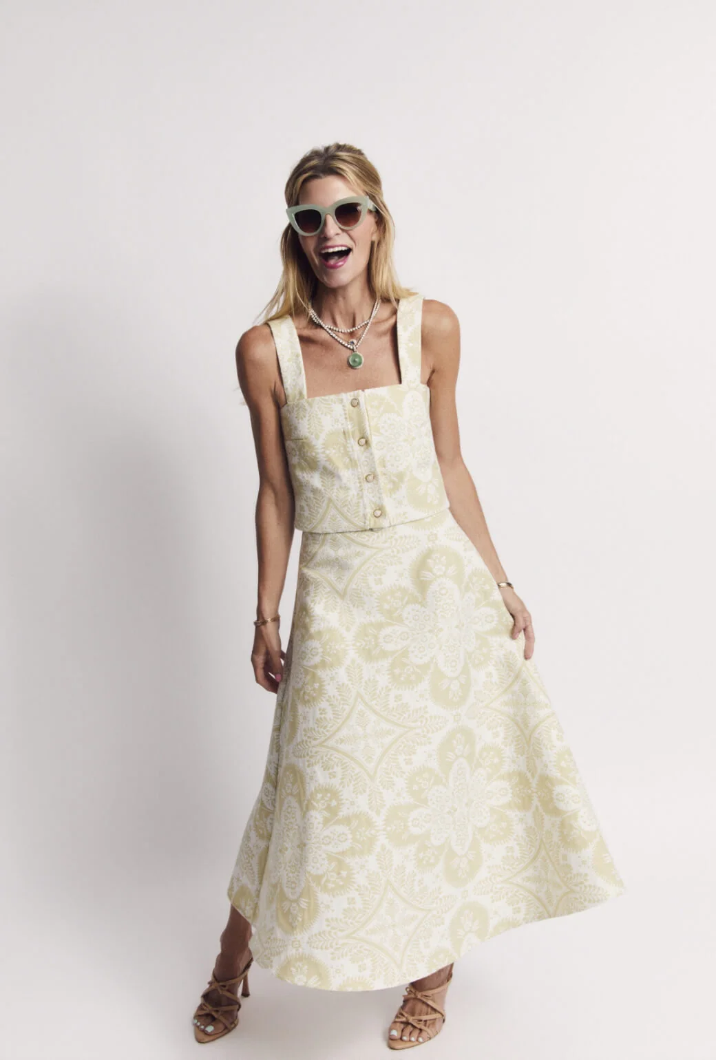 The Laura Skirt - Mint Medallion Jacquard - Image 5