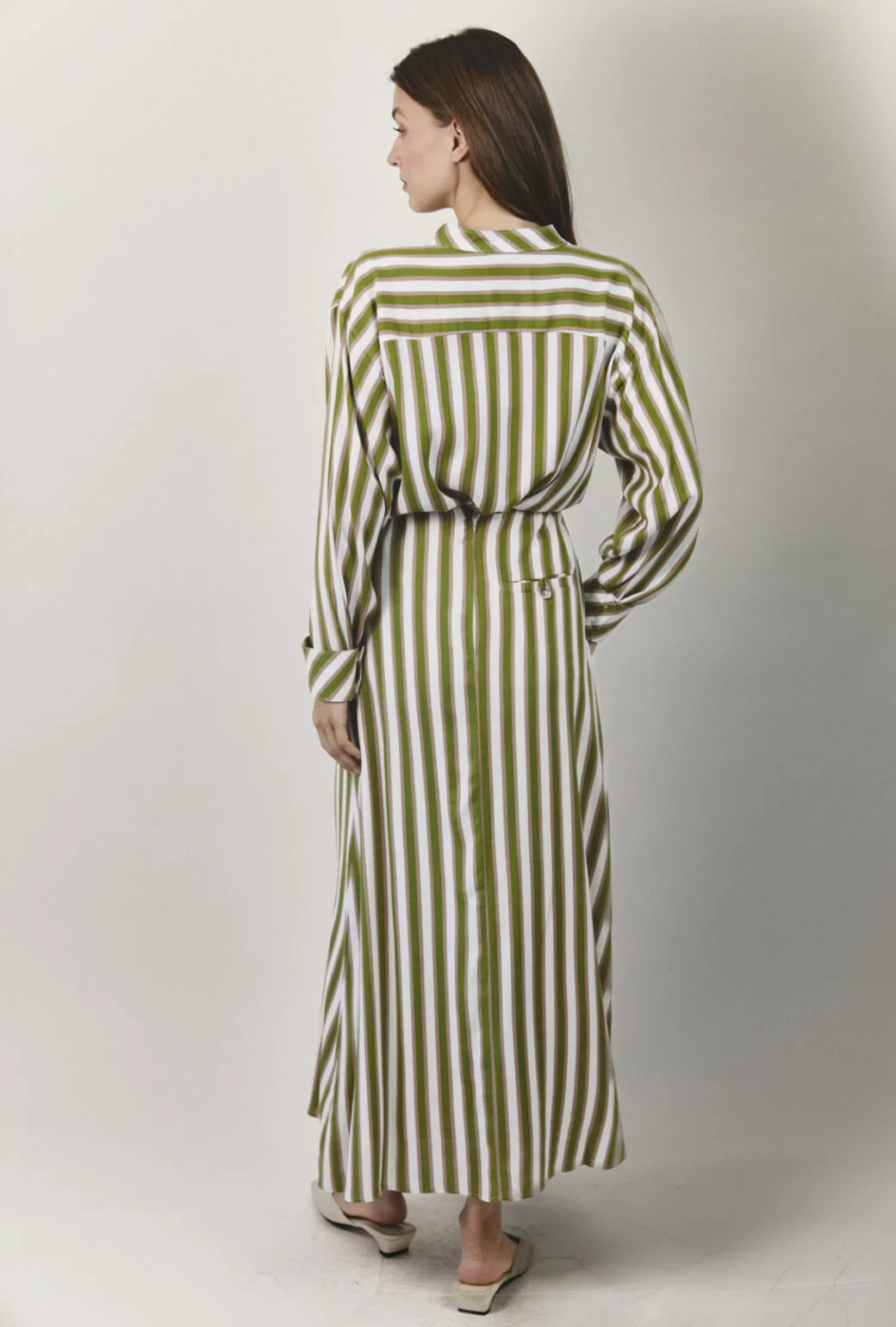 The Leland Skirt - Green & Brown Stripe - Image 3