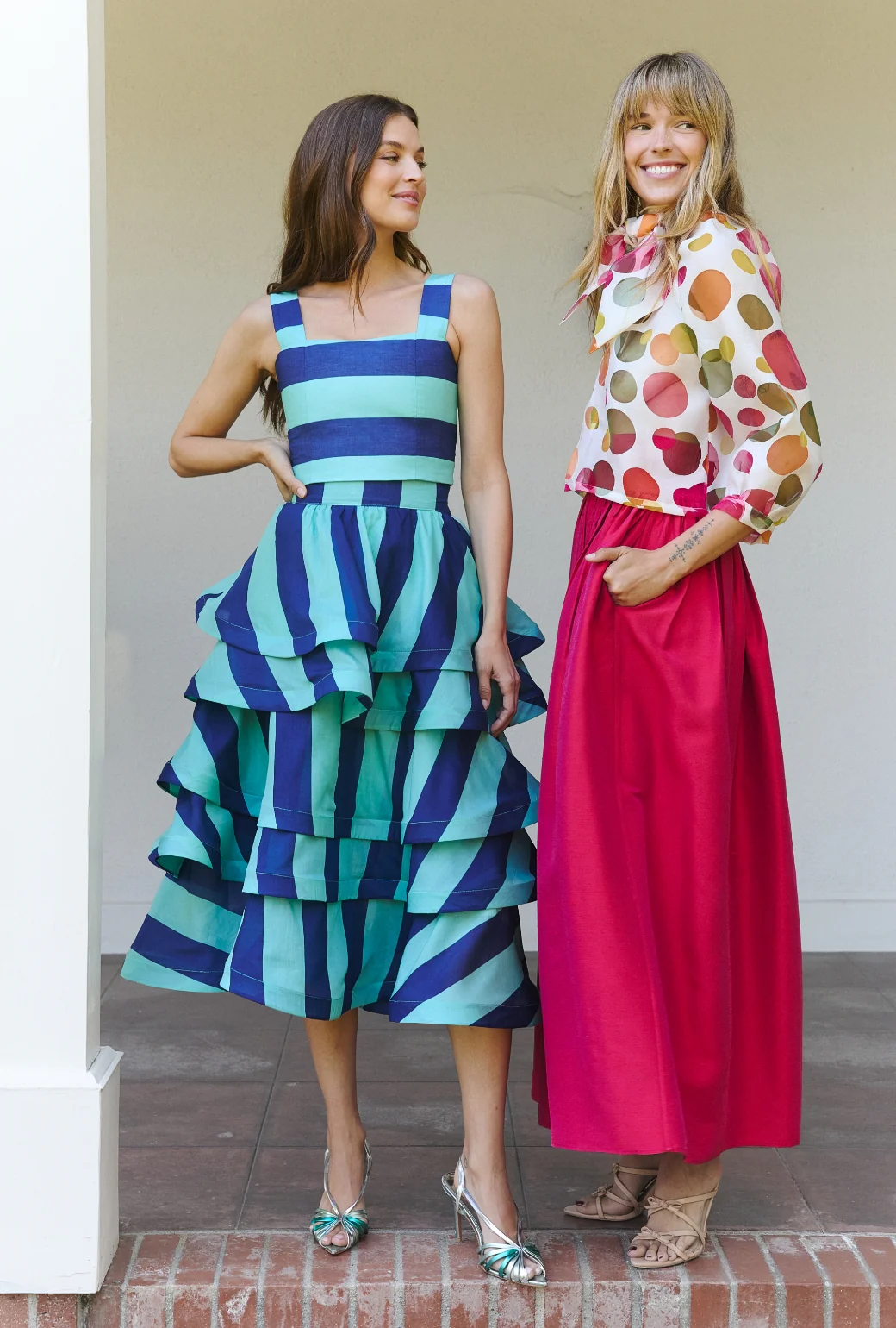 The Marilyn Skirt Maxi - Magenta Linen Taffeta - Image 3