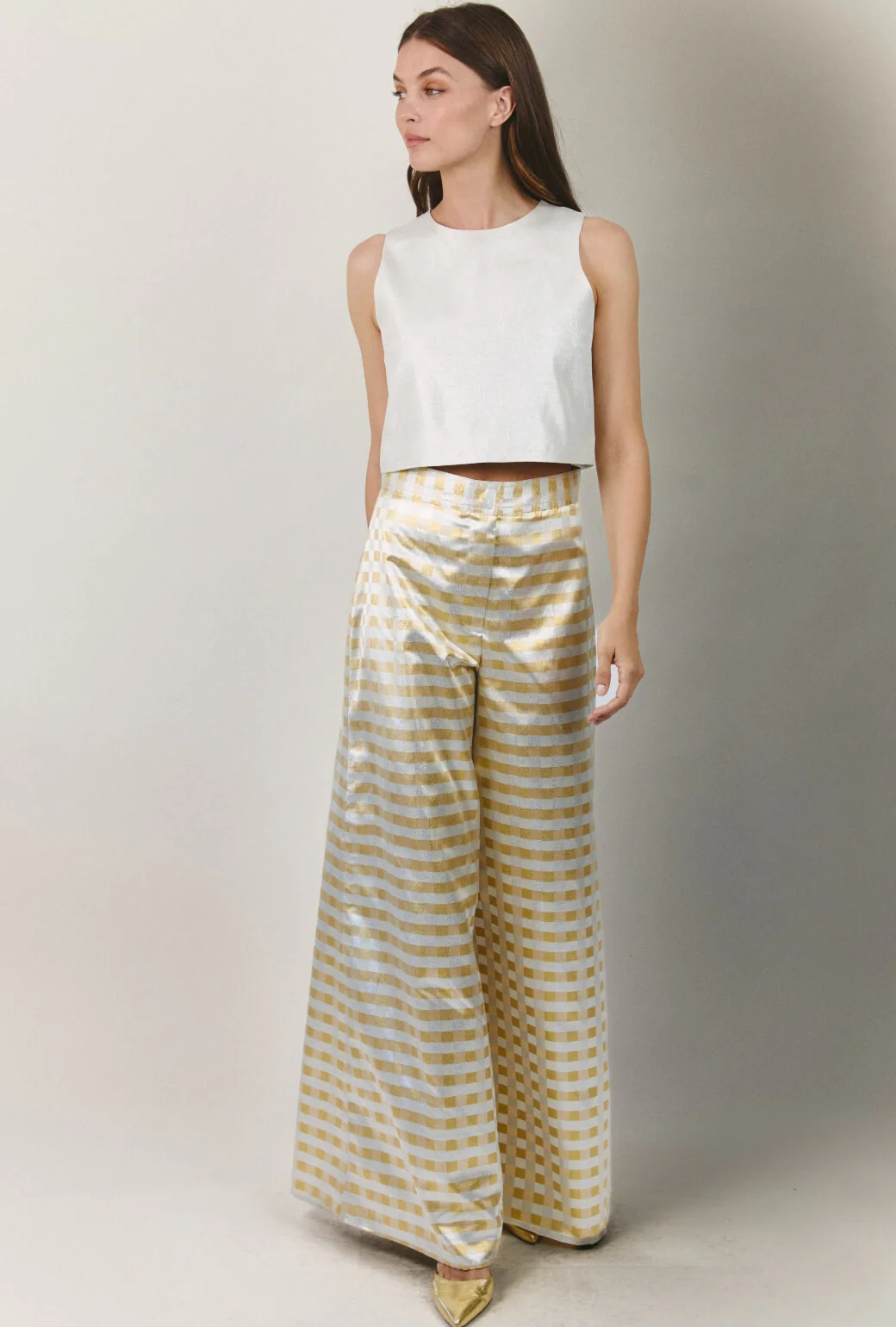 The Wide Leg Trouser - Checkerboard Brocade - Image 4