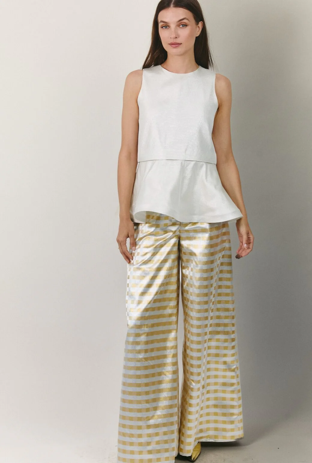 The Wide Leg Trouser - Checkerboard Brocade - Image 6