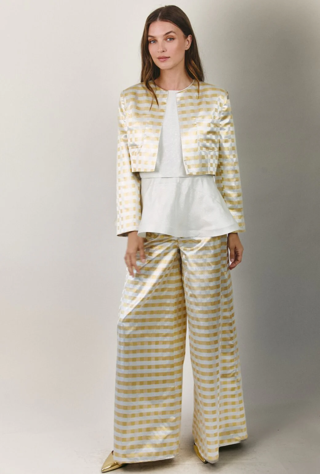 The Wide Leg Trouser - Checkerboard Brocade - Image 8