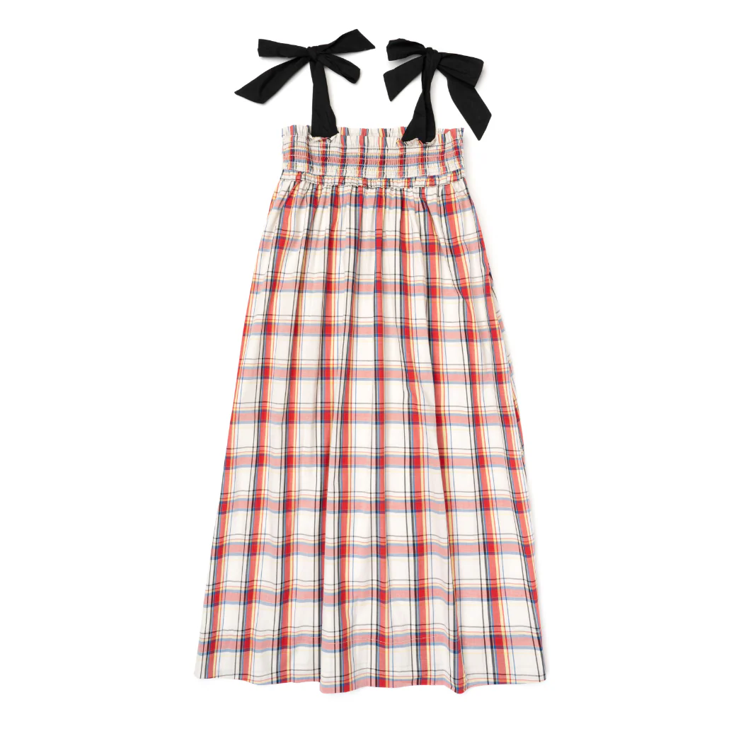 Tie Top MIDI Dress - Primary Plaid - Image 11