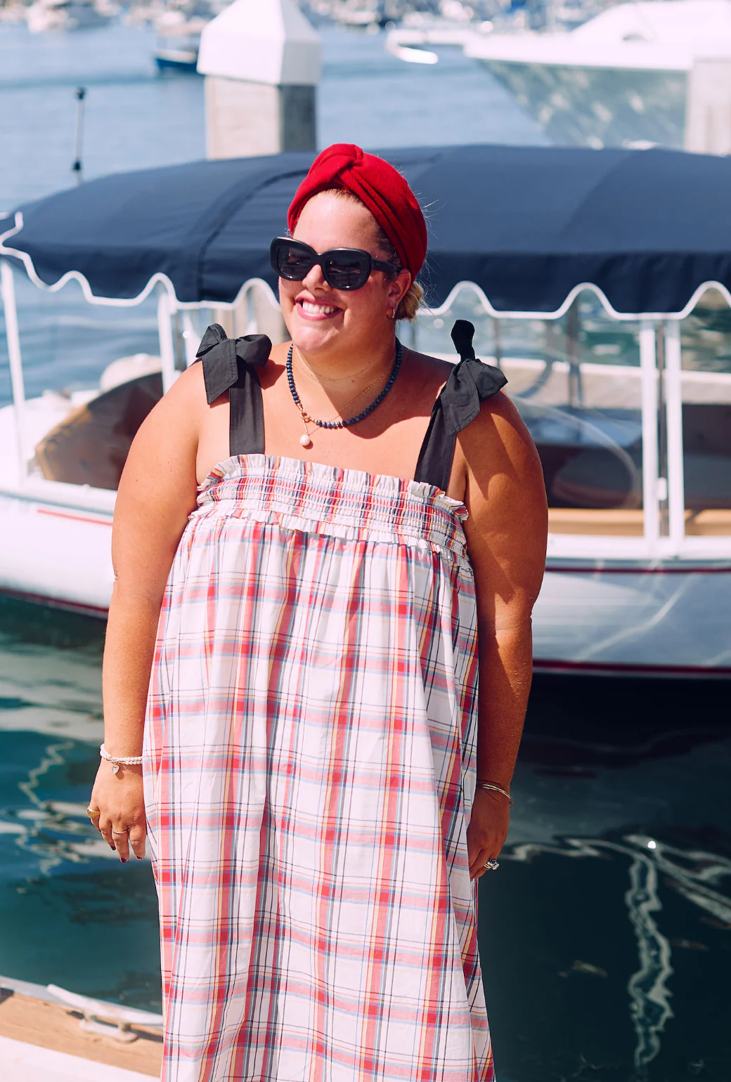 Tie Top MIDI Dress - Primary Plaid - Image 3
