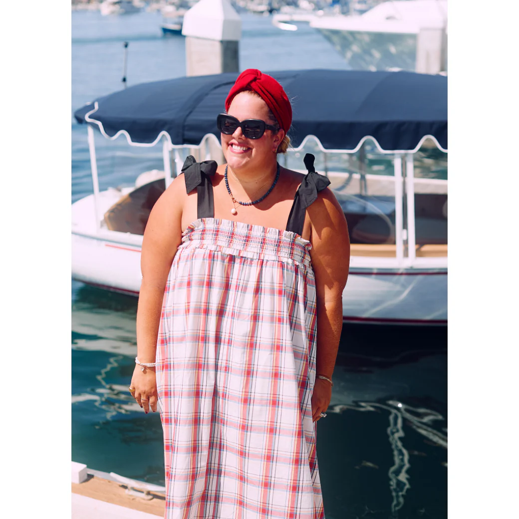 Tie Top MIDI Dress - Primary Plaid - Image 7