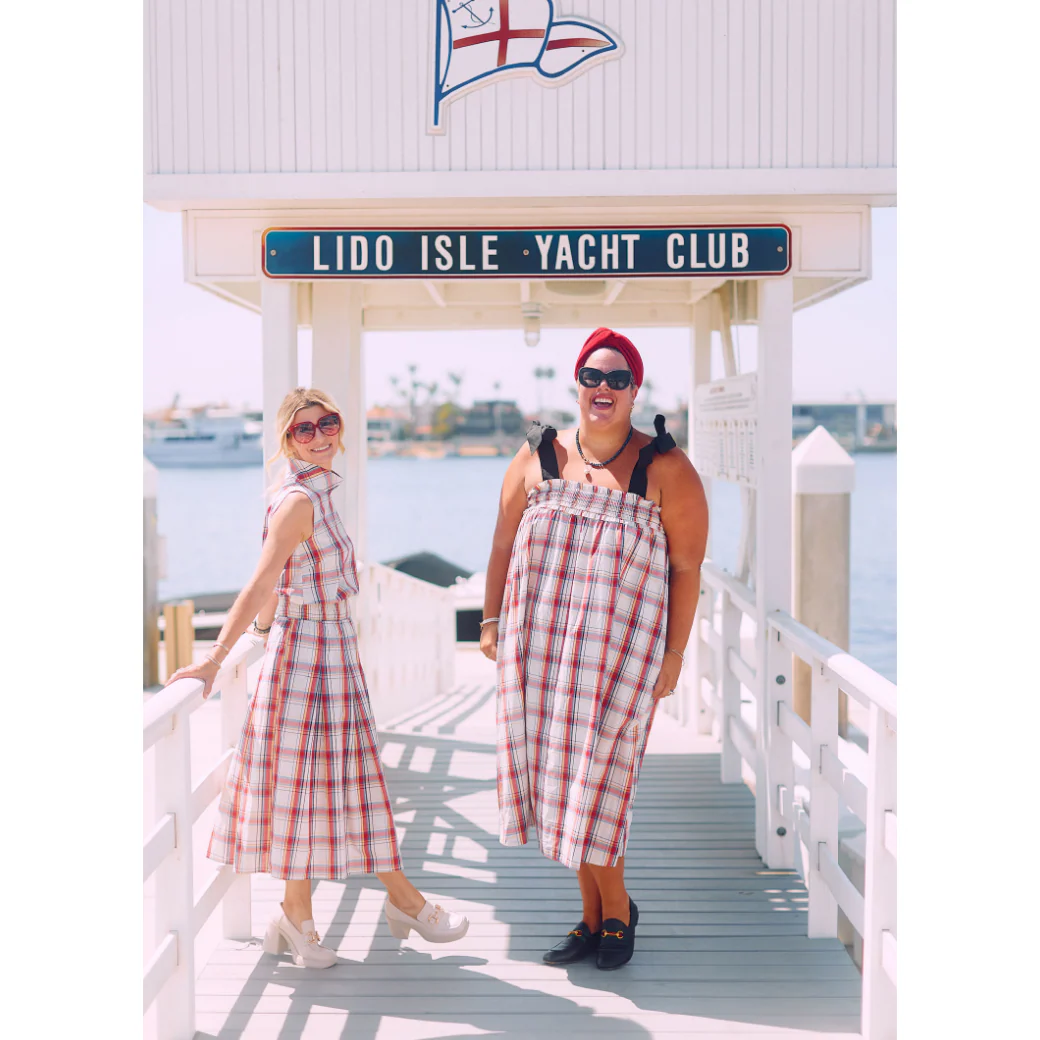 Tie Top MIDI Dress - Primary Plaid - Image 8