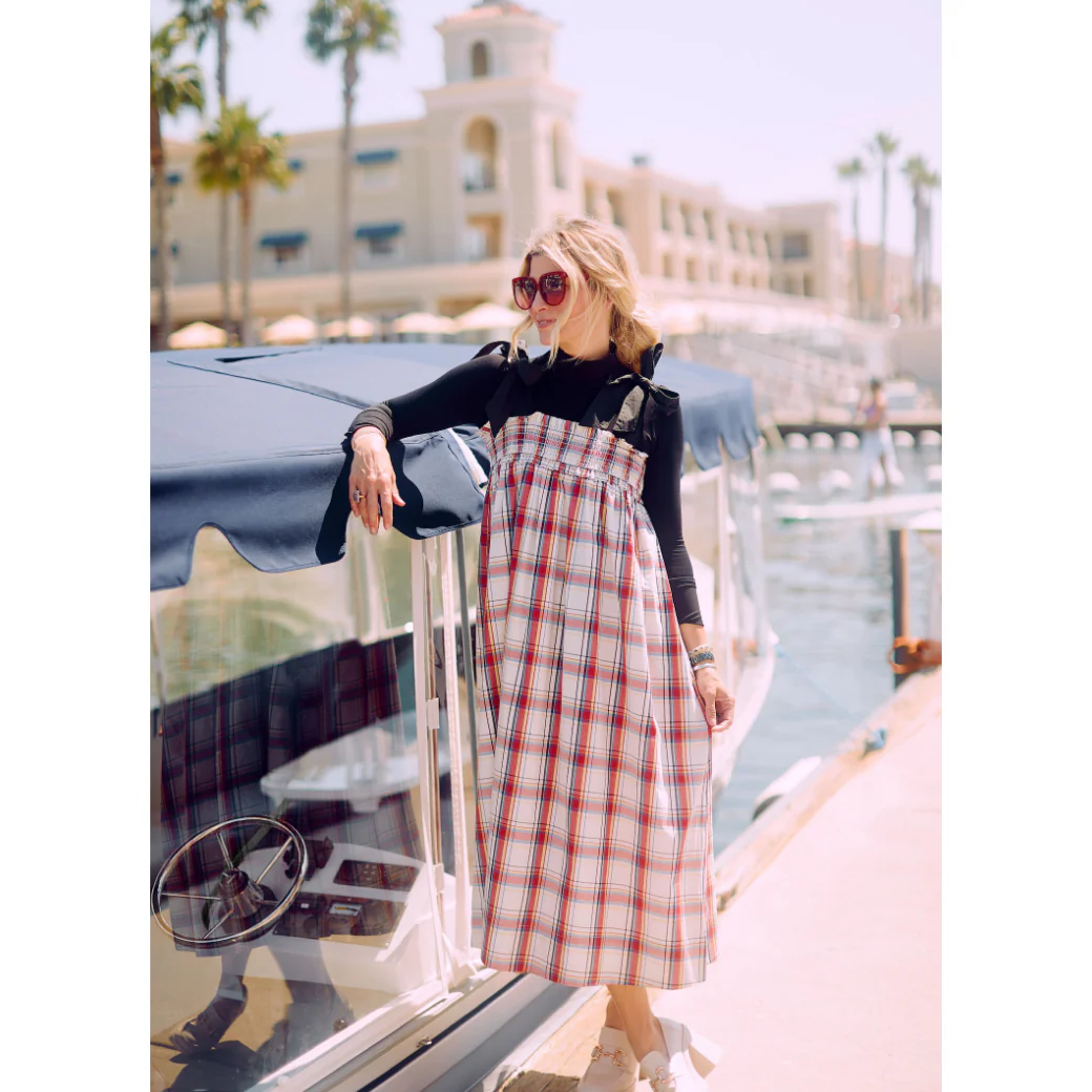Tie Top MIDI Dress - Primary Plaid - Image 9
