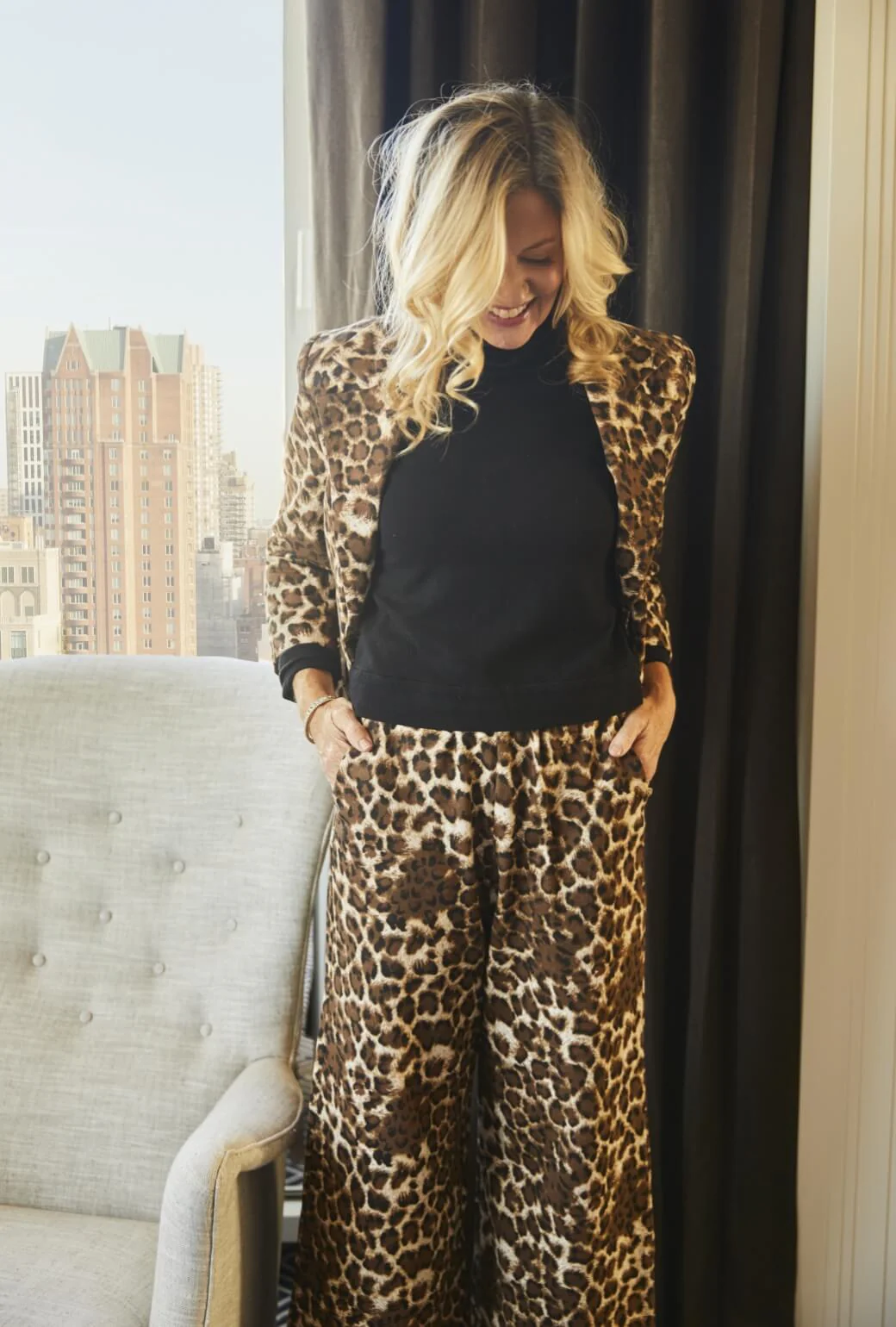Wide Leg Knit Trouser - Cheetah - Image 3