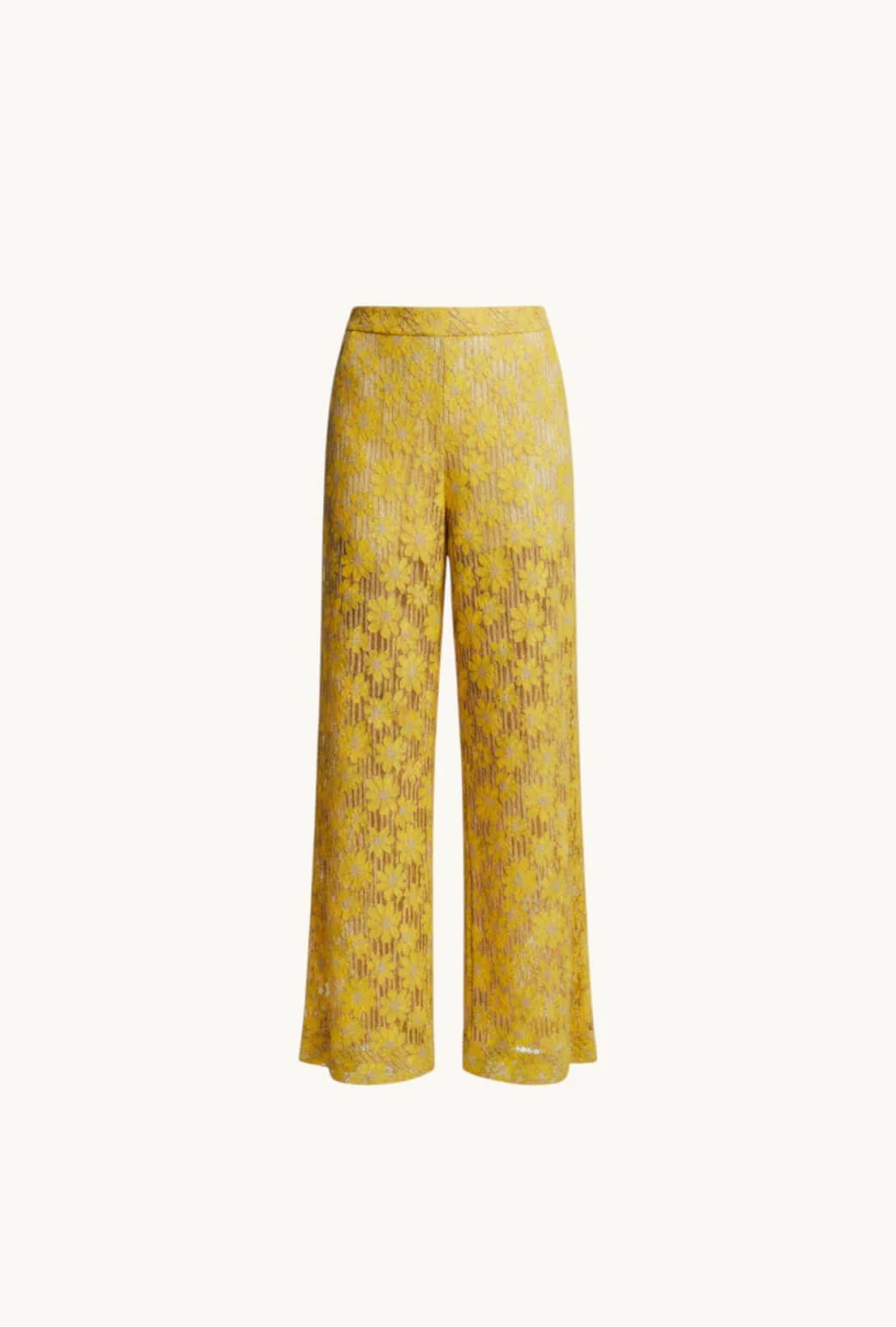 Wide Leg Trousers - Yellow Lace - Image 2