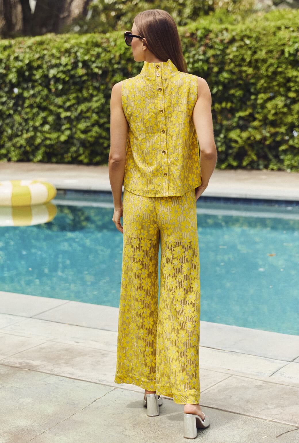 Wide Leg Trousers - Yellow Lace - Image 5