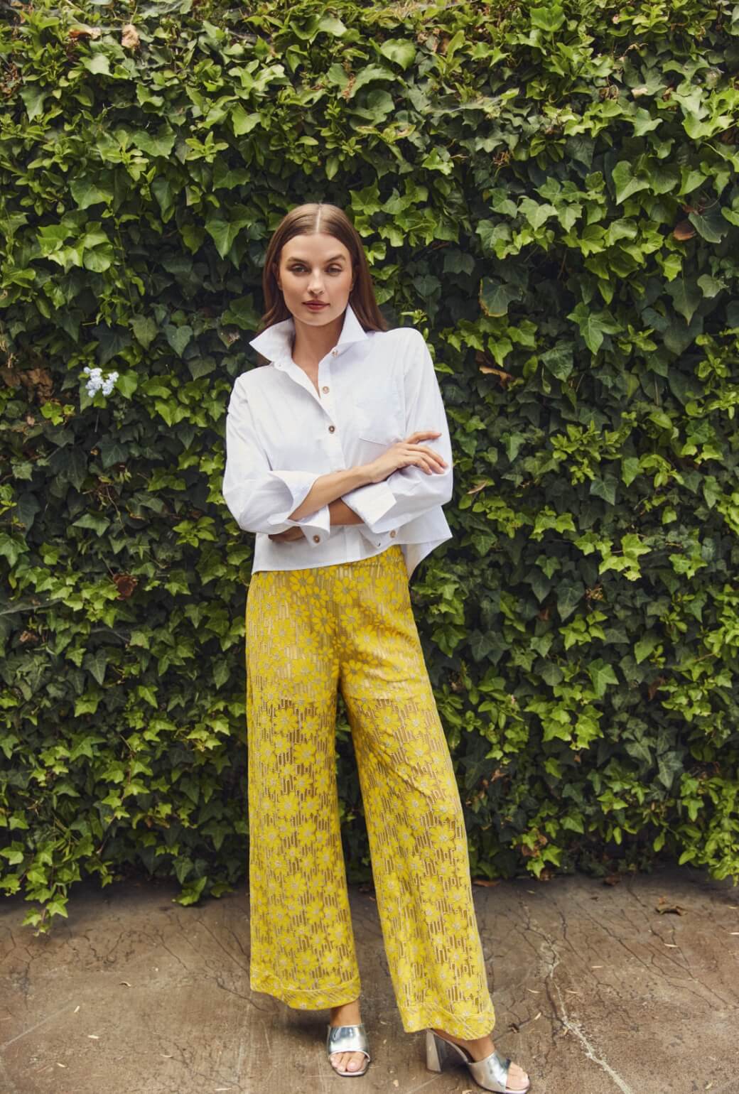 Wide Leg Trousers - Yellow Lace - Image 6