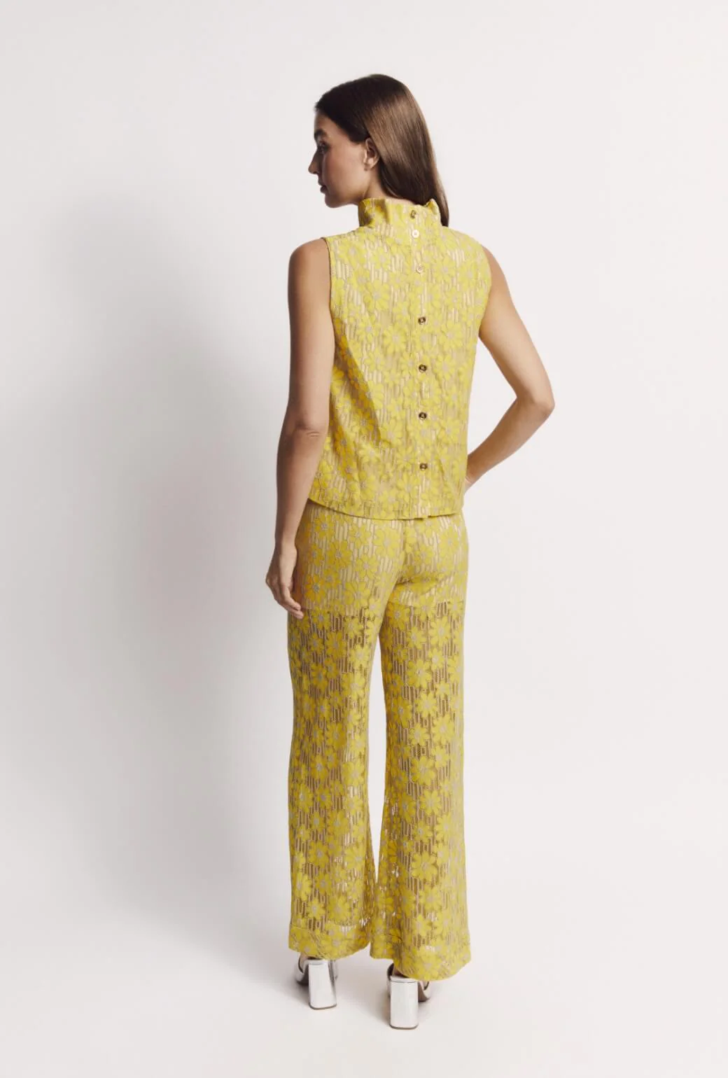 Wide Leg Trousers - Yellow Lace - Image 9